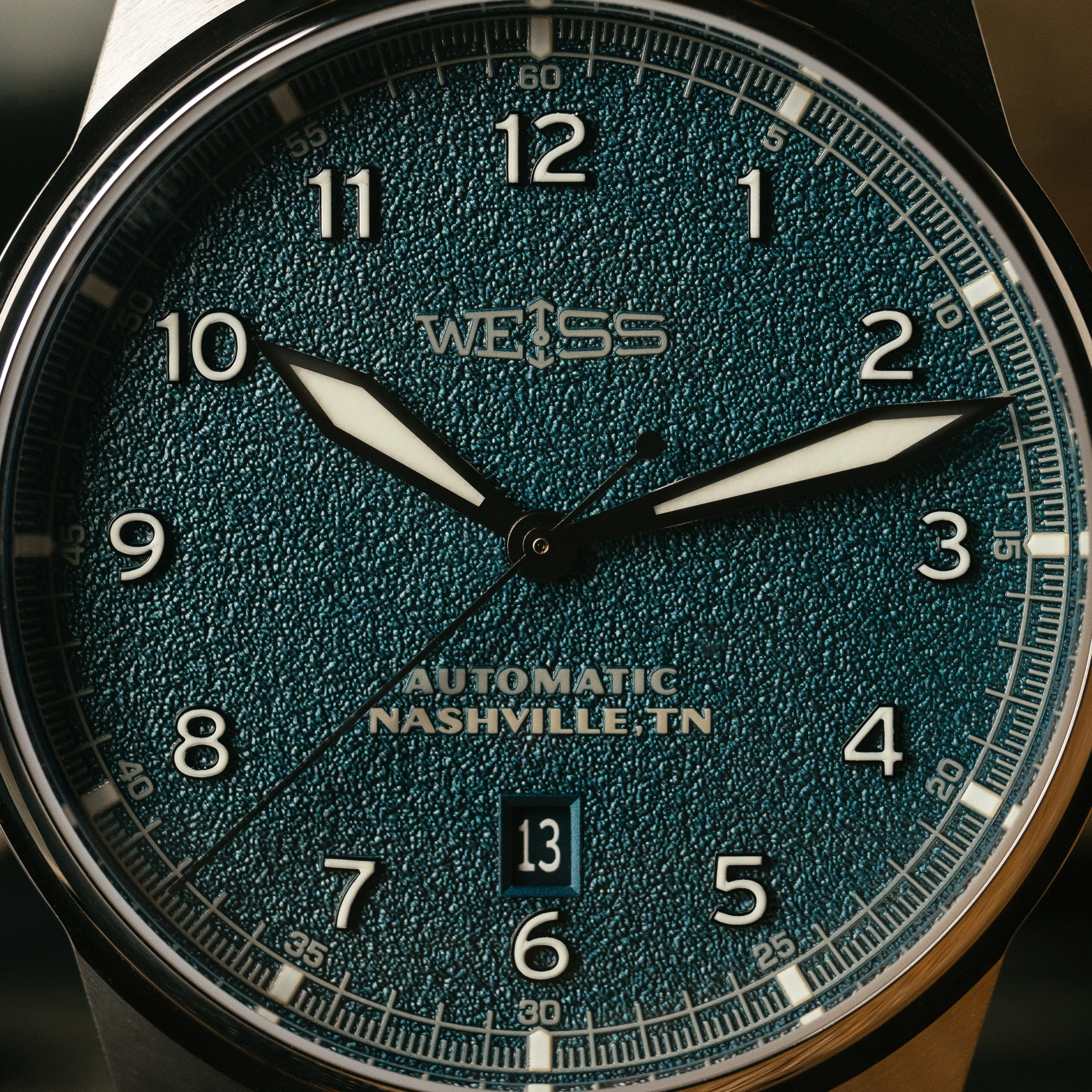 *Limited Edition* 42mm Automatic Standard Issue Field Watch with Date: Textured Denim Dial sold by Weiss Watch Company product image thumbnail 4