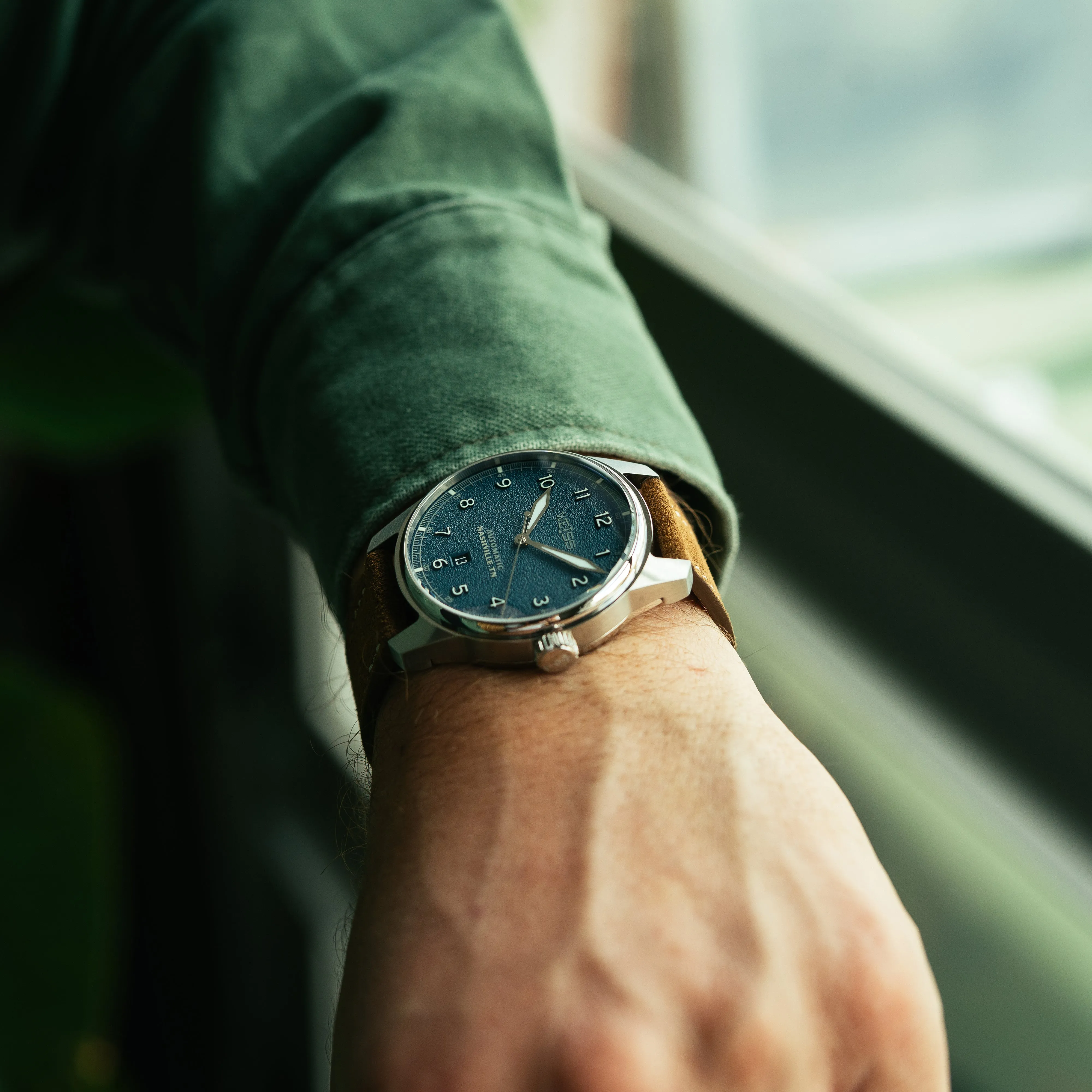 *Limited Edition* 42mm Automatic Standard Issue Field Watch with Date: Textured Denim Dial sold by Weiss Watch Company product image thumbnail 5