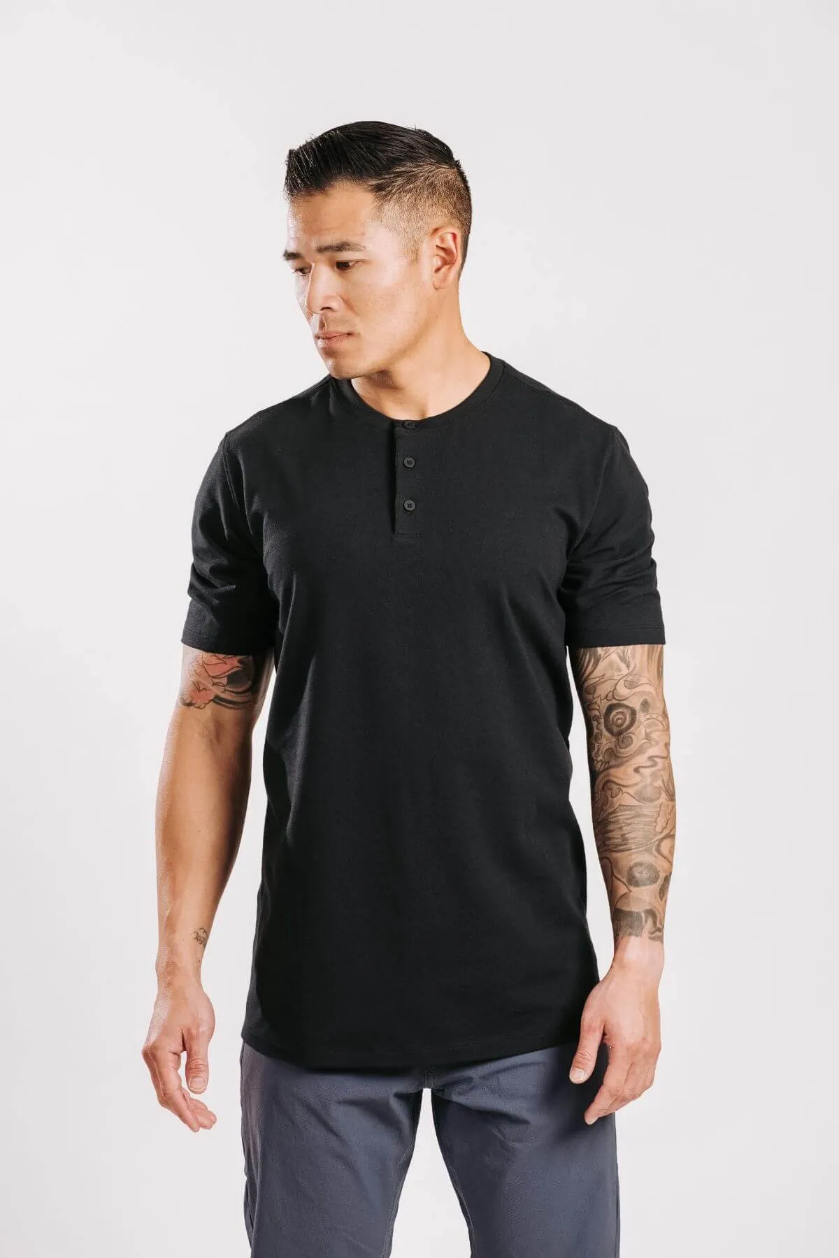 X Cotton Short Sleeve Henley sold by Western Rise