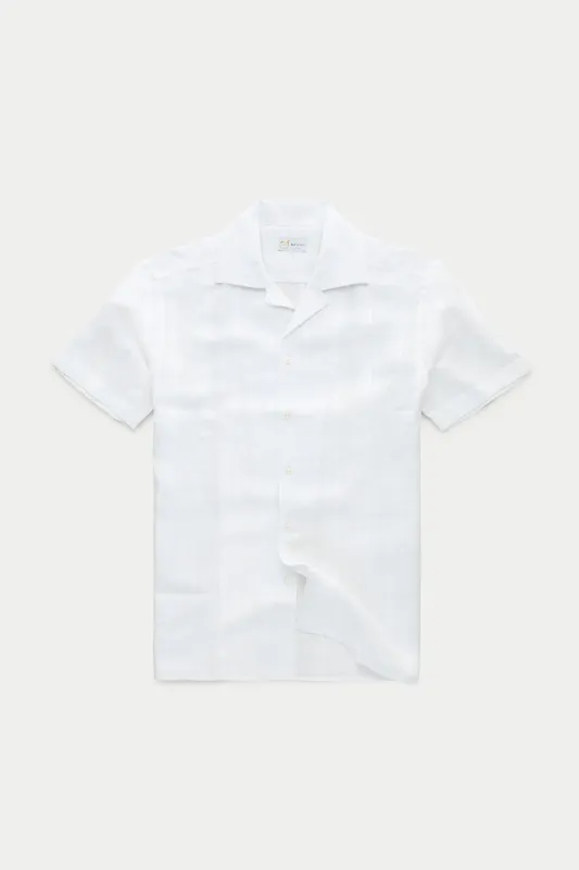 Linen Bowling Shirt Sahara White with Patterns sold by Wolf vs Goat