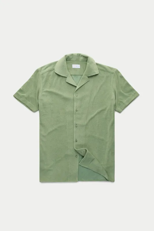 French Terry Towelling Bowling Shirt Sage sold by Wolf vs Goat