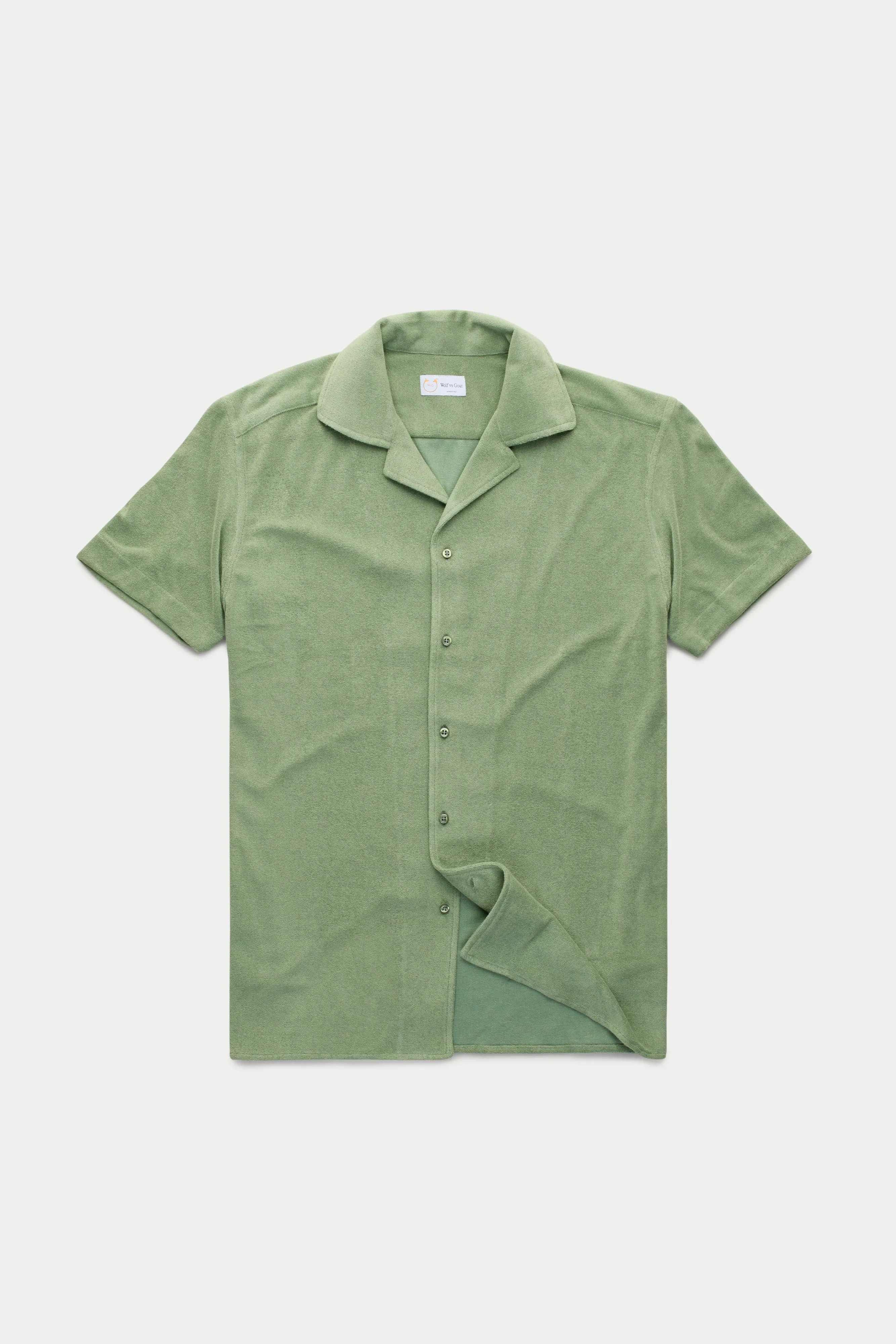 French Terry Towelling Bowling Shirt Sage sold by Wolf vs Goat