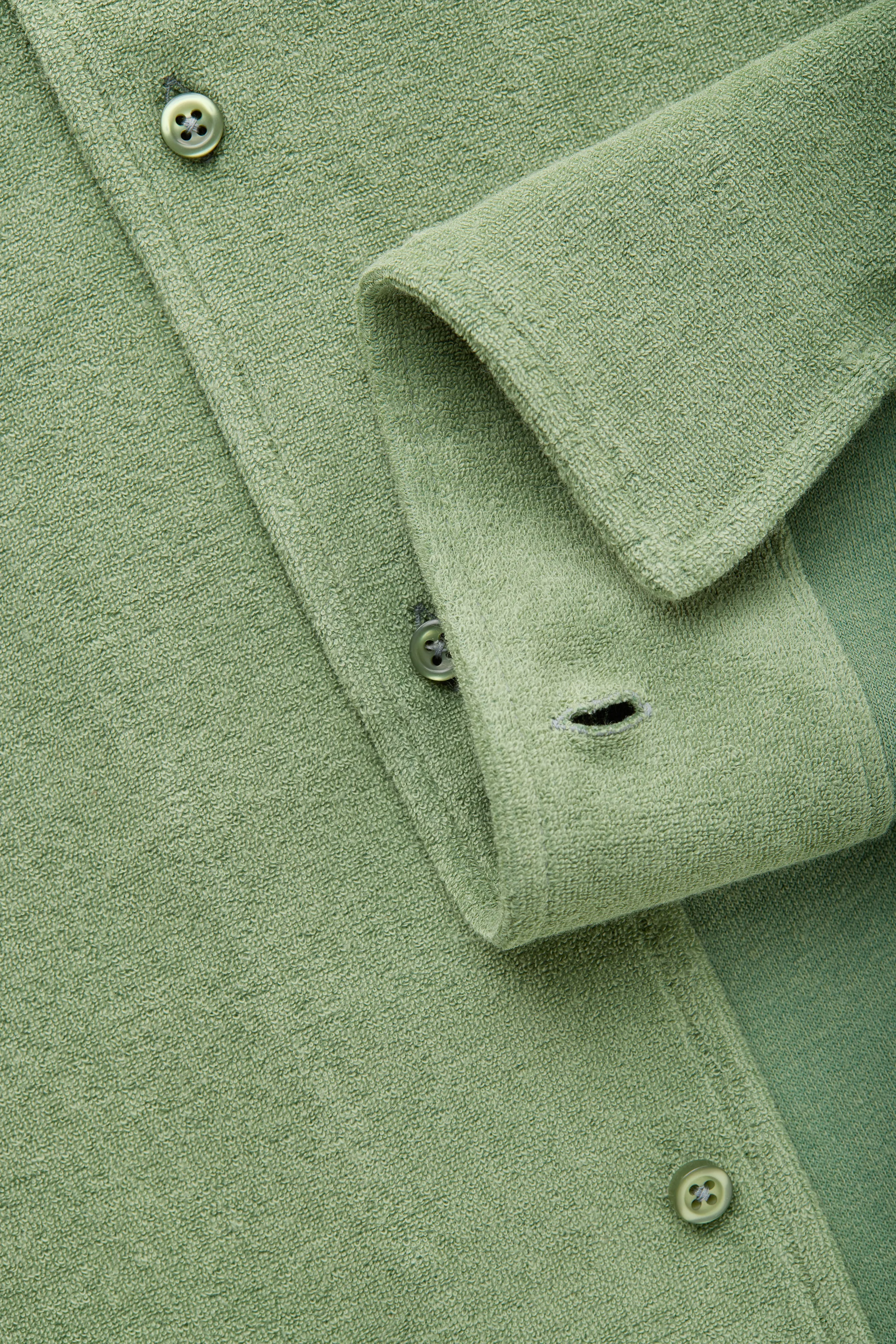 French Terry Towelling Bowling Shirt Sage sold by Wolf vs Goat product image thumbnail 4