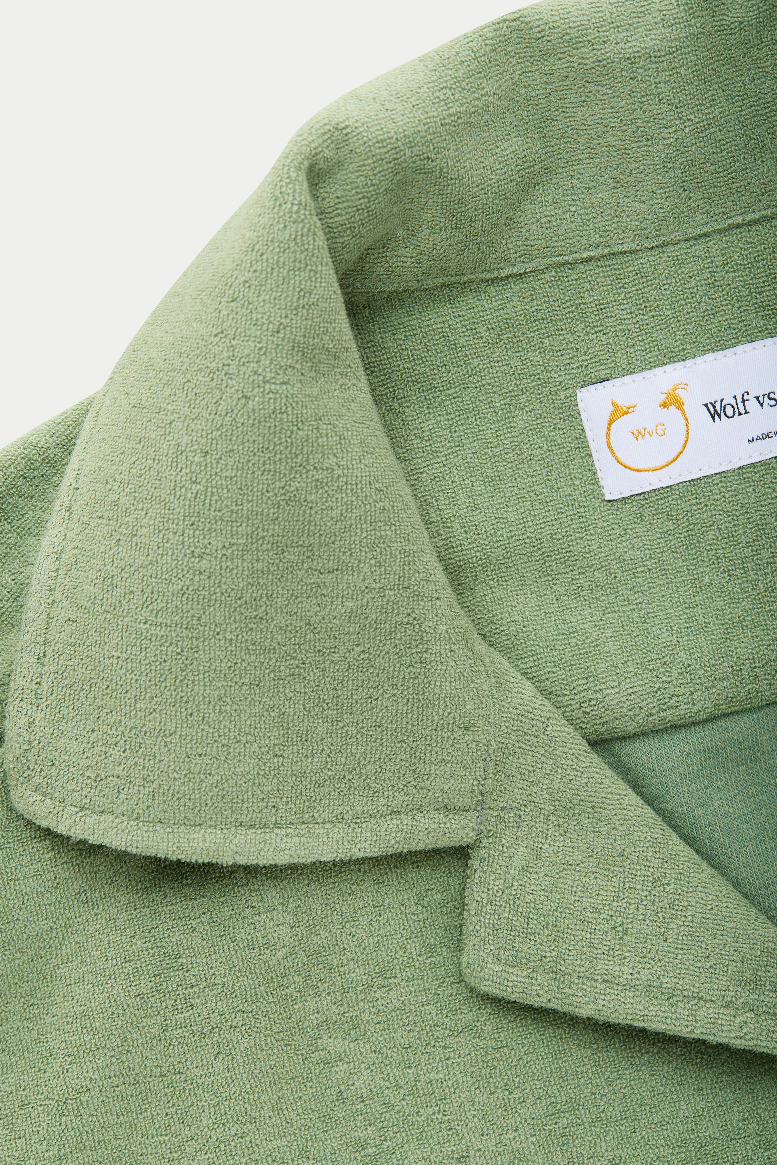 French Terry Towelling Bowling Shirt Sage sold by Wolf vs Goat product image thumbnail 3