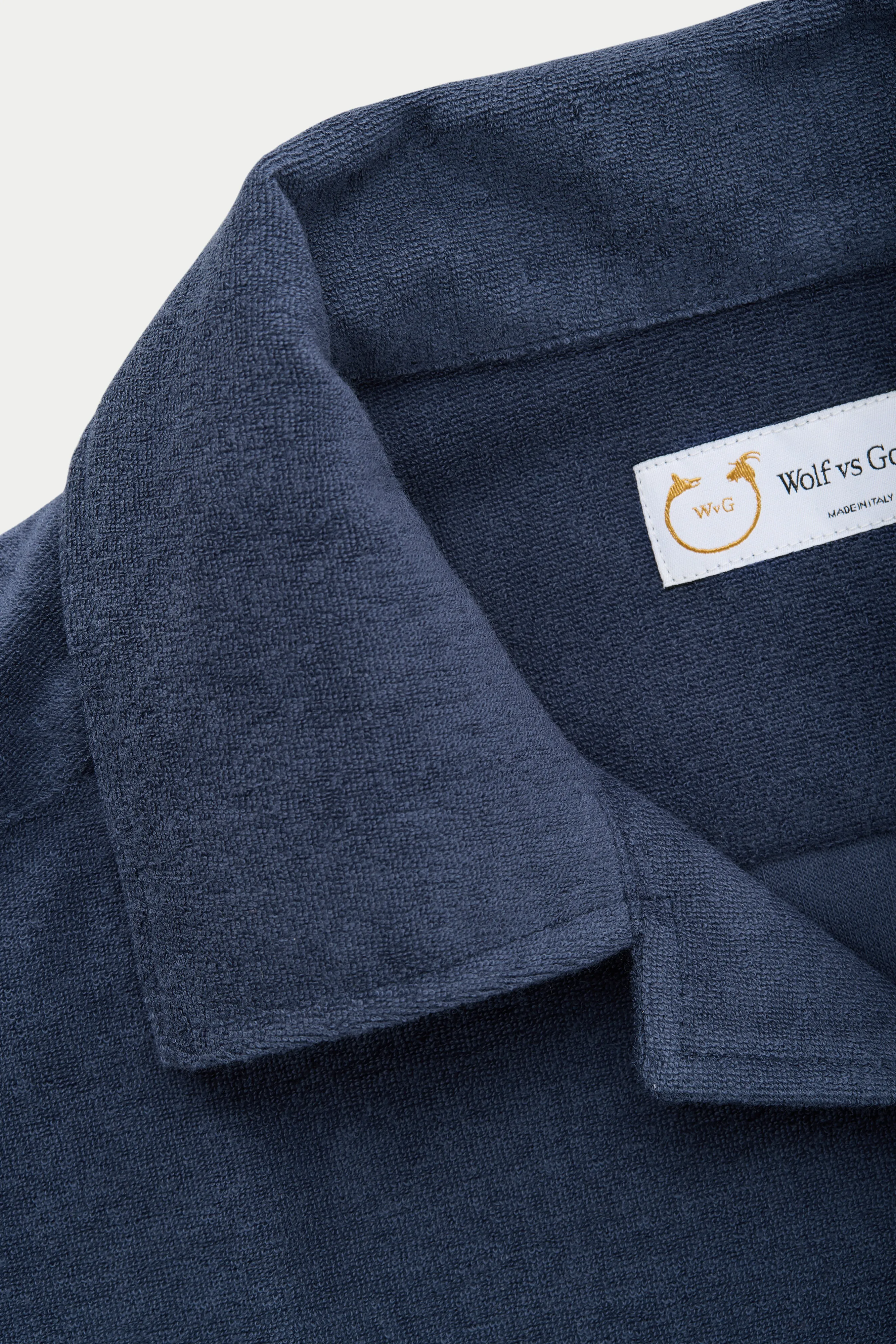 French Terry Towelling Bowling Shirt Navy sold by Wolf vs Goat product image thumbnail 3