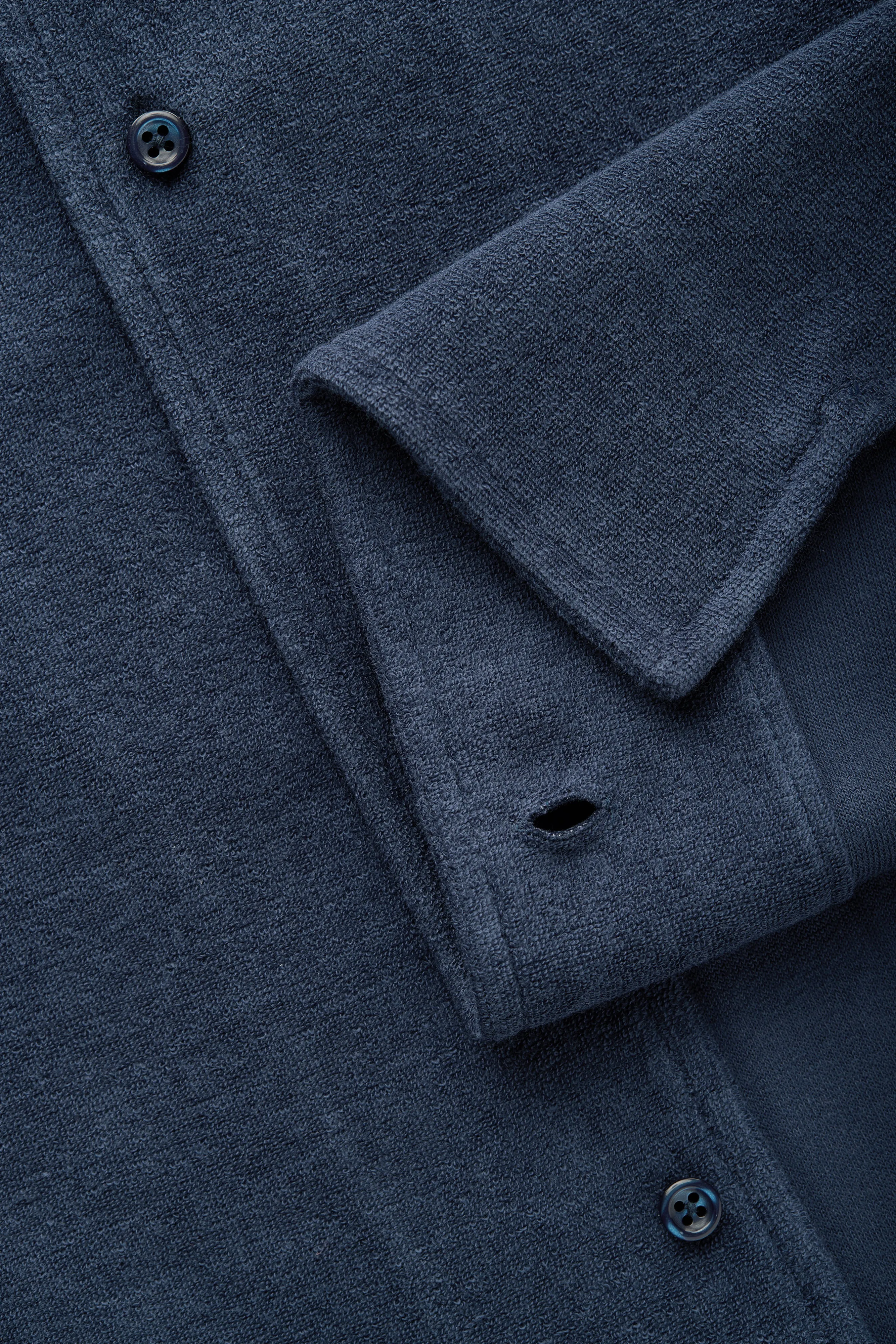 French Terry Towelling Bowling Shirt Navy sold by Wolf vs Goat product image thumbnail 4