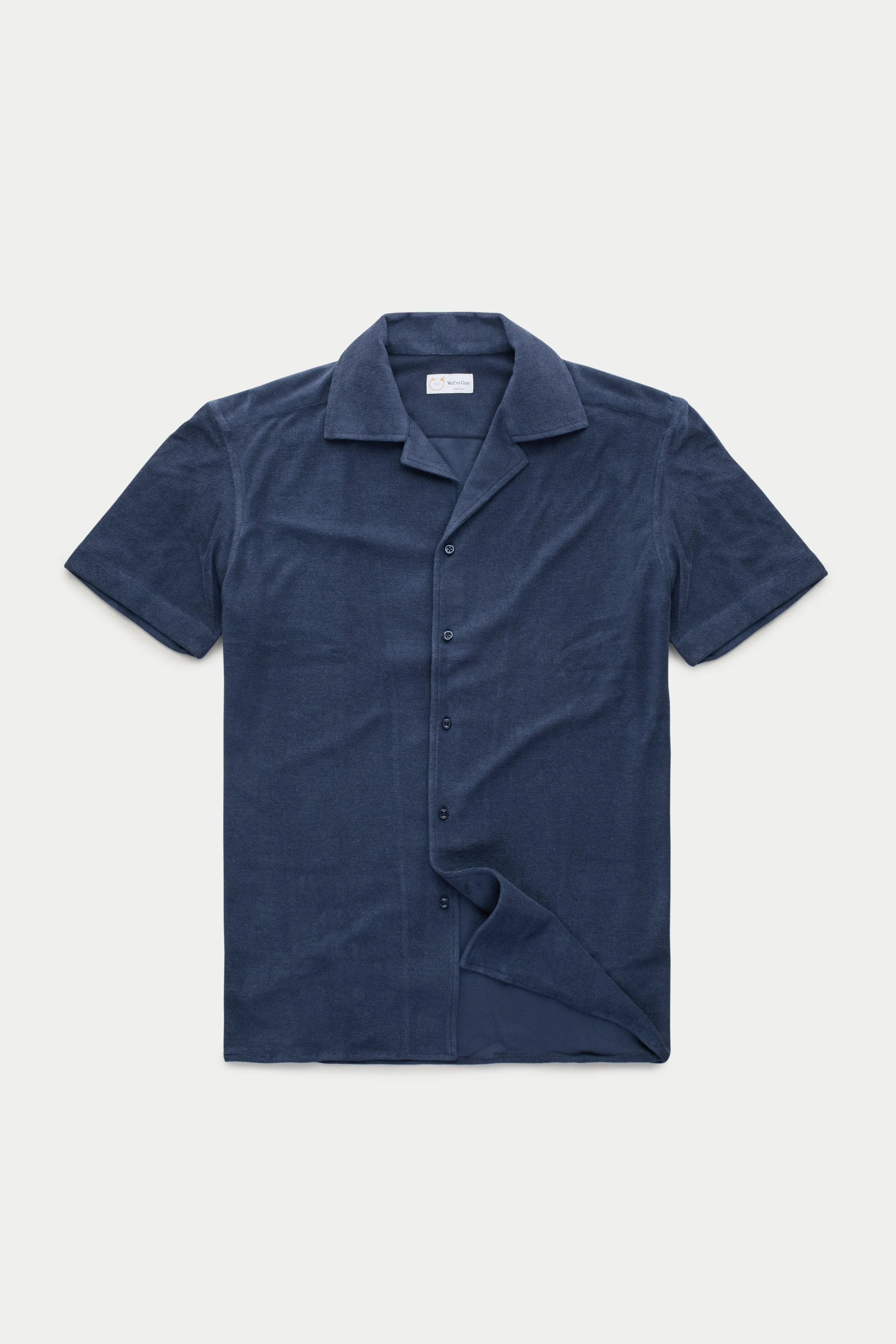French Terry Towelling Bowling Shirt Navy sold by Wolf vs Goat