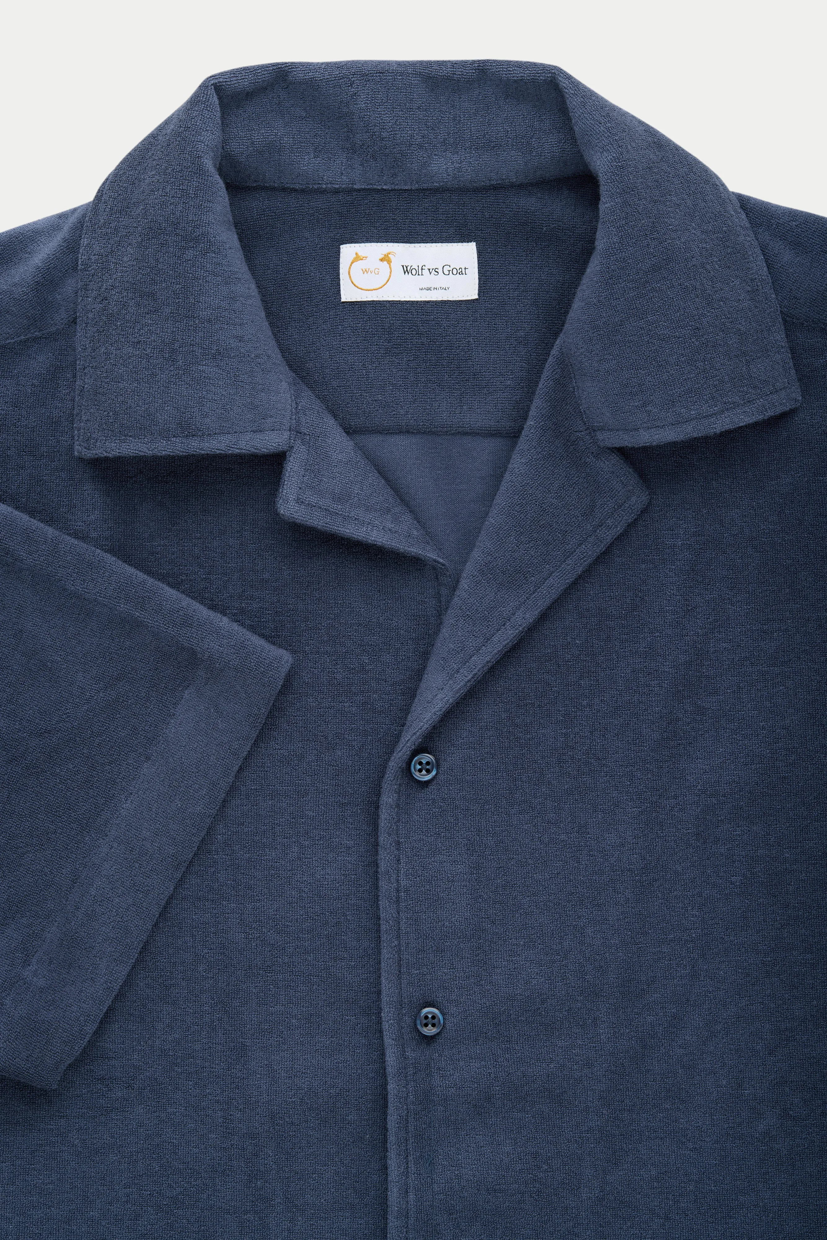 French Terry Towelling Bowling Shirt Navy sold by Wolf vs Goat product image thumbnail 2