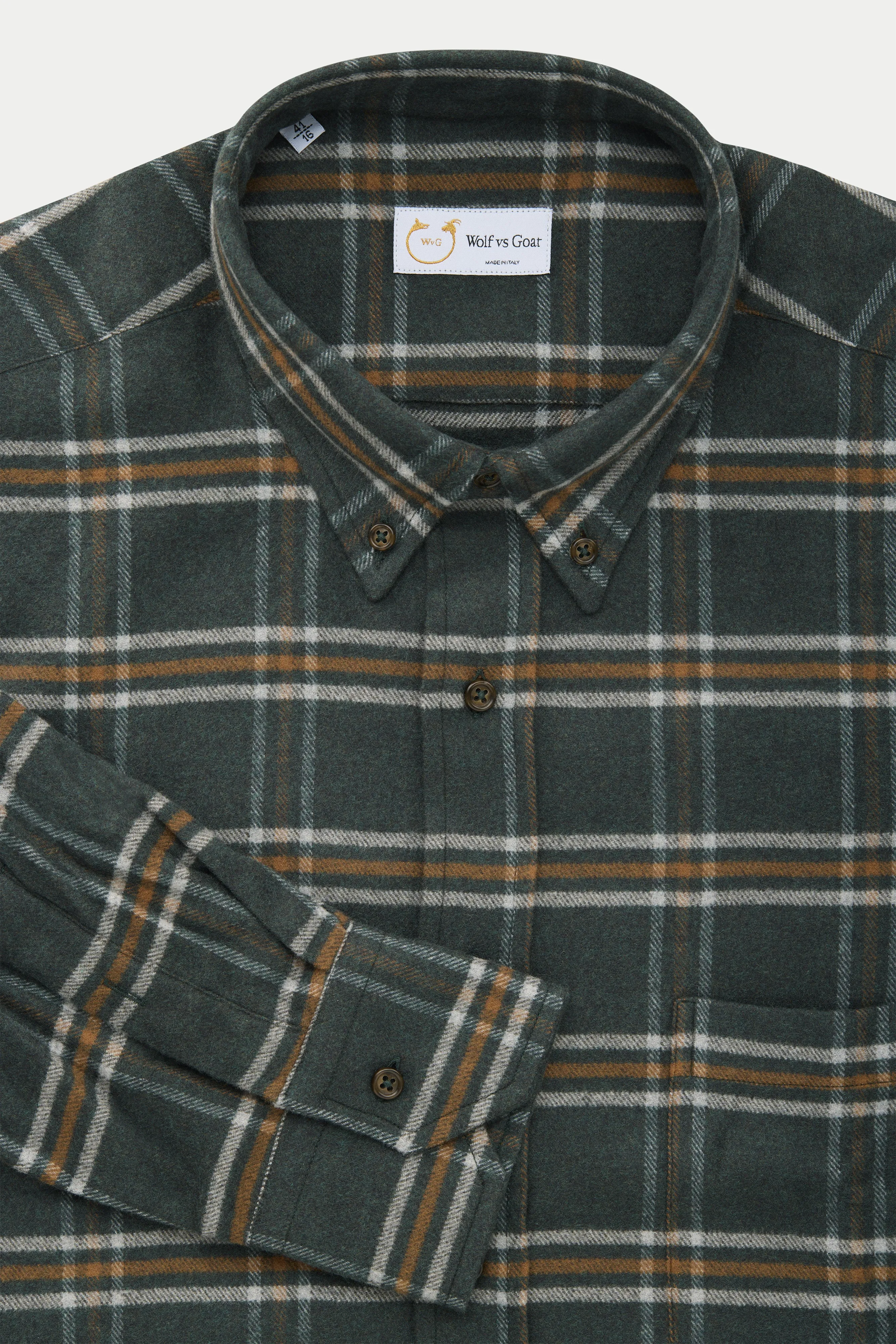 Long Sleeve Regular Button Down Shirt Green Plaid sold by Wolf vs Goat product image thumbnail 3