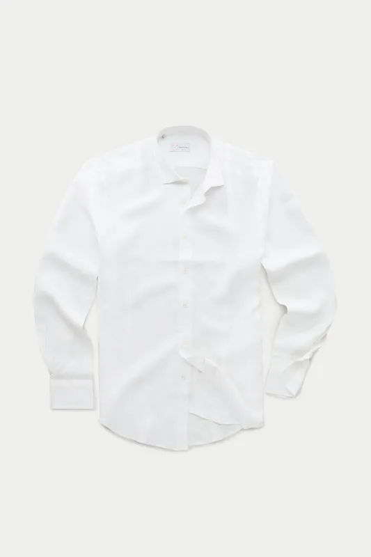 Slim Long Sleeve Linen Shirt White sold by Wolf vs Goat