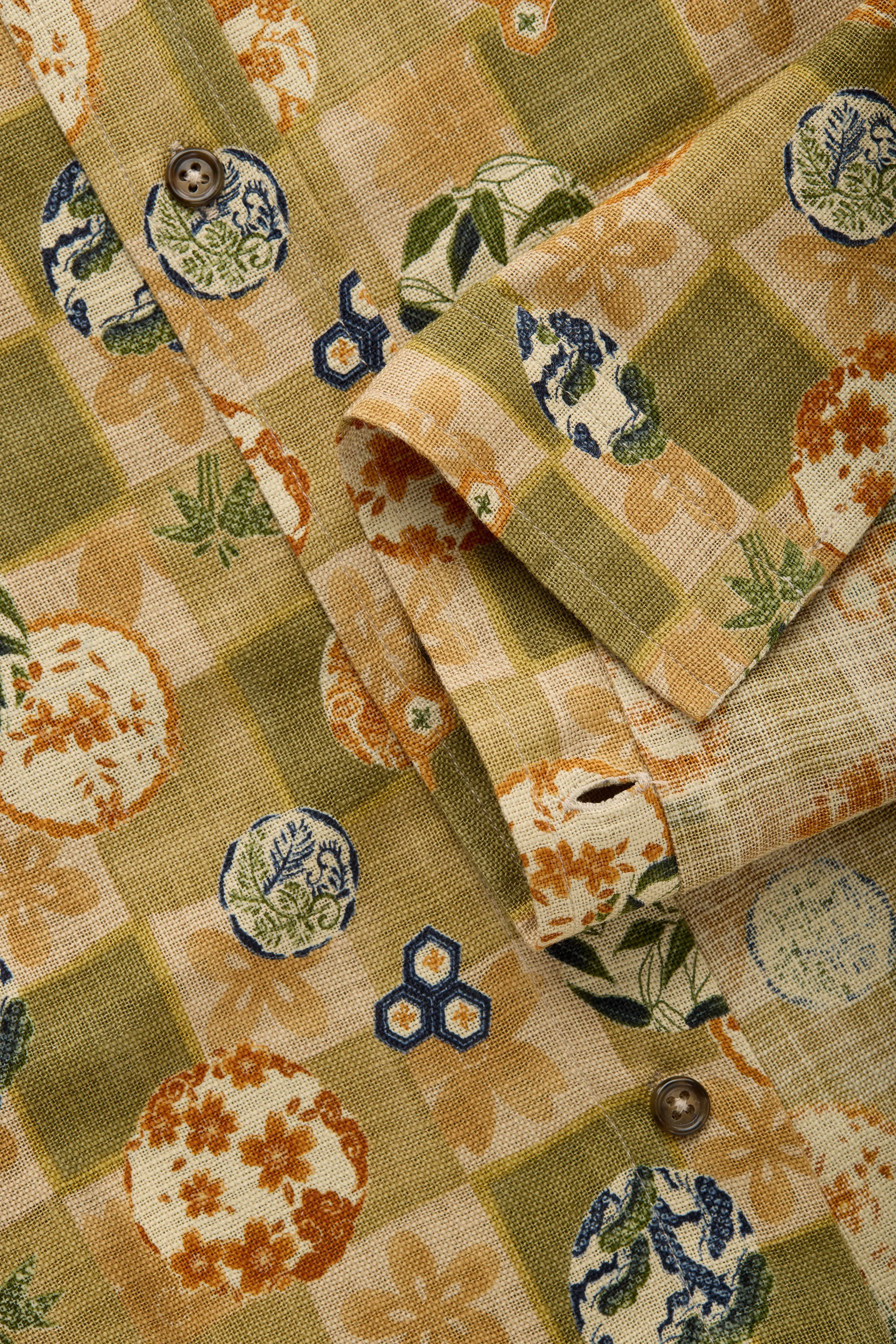 Regular Short Sleeve Cotton Shirt Green Patchwork sold by Wolf vs Goat product image thumbnail 5