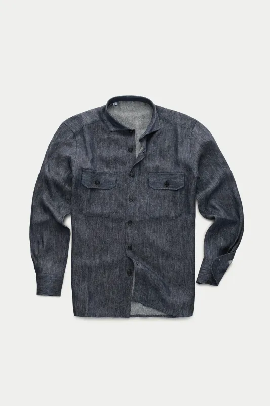 Linen Shirt Jacket Denim sold by Wolf vs Goat