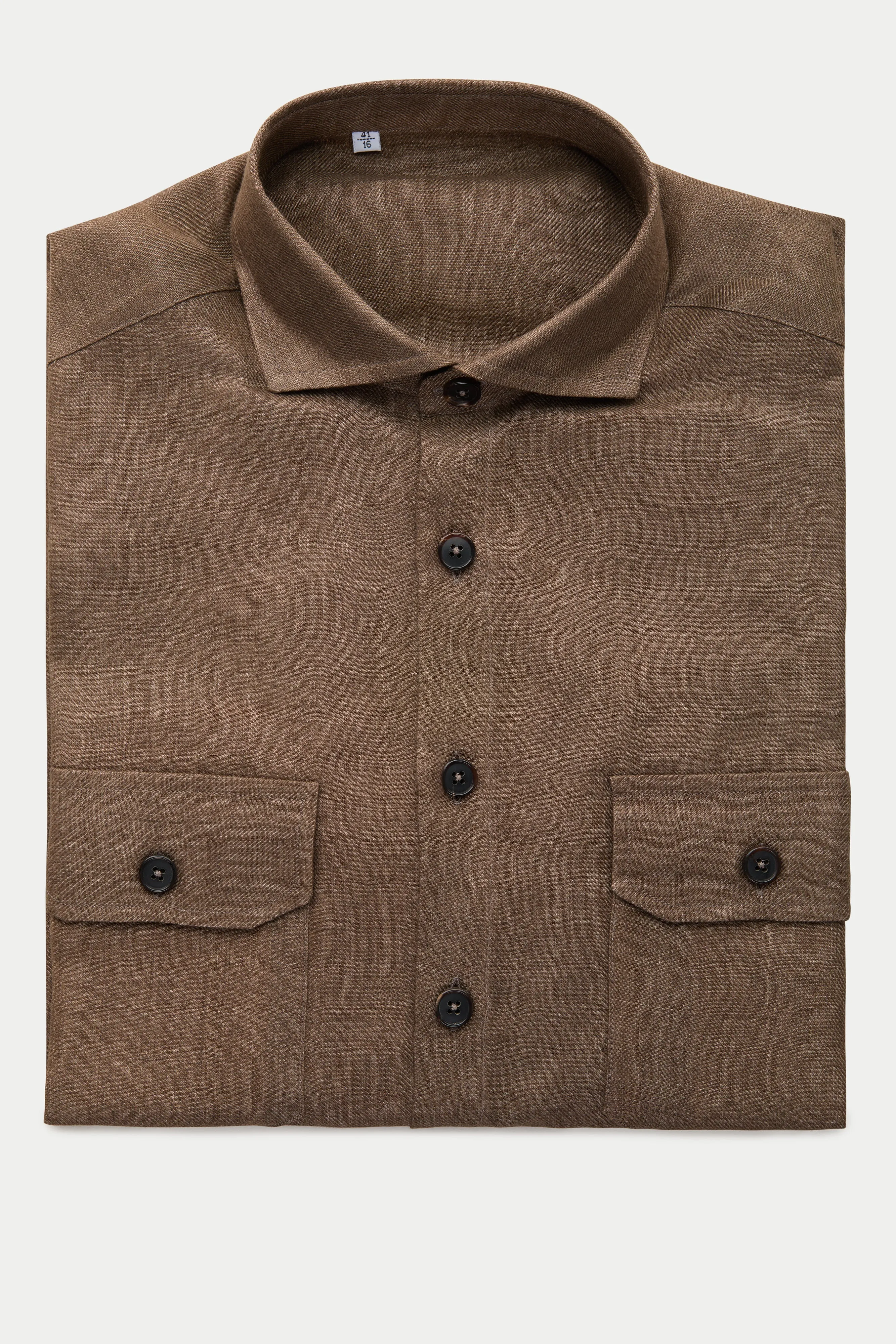 Linen Shirt Jacket Dark Earth sold by Wolf vs Goat product image thumbnail 2