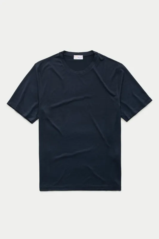 Silk Cotton Short Sleeve Crew Neck T-Shirt Midnight sold by Wolf vs Goat