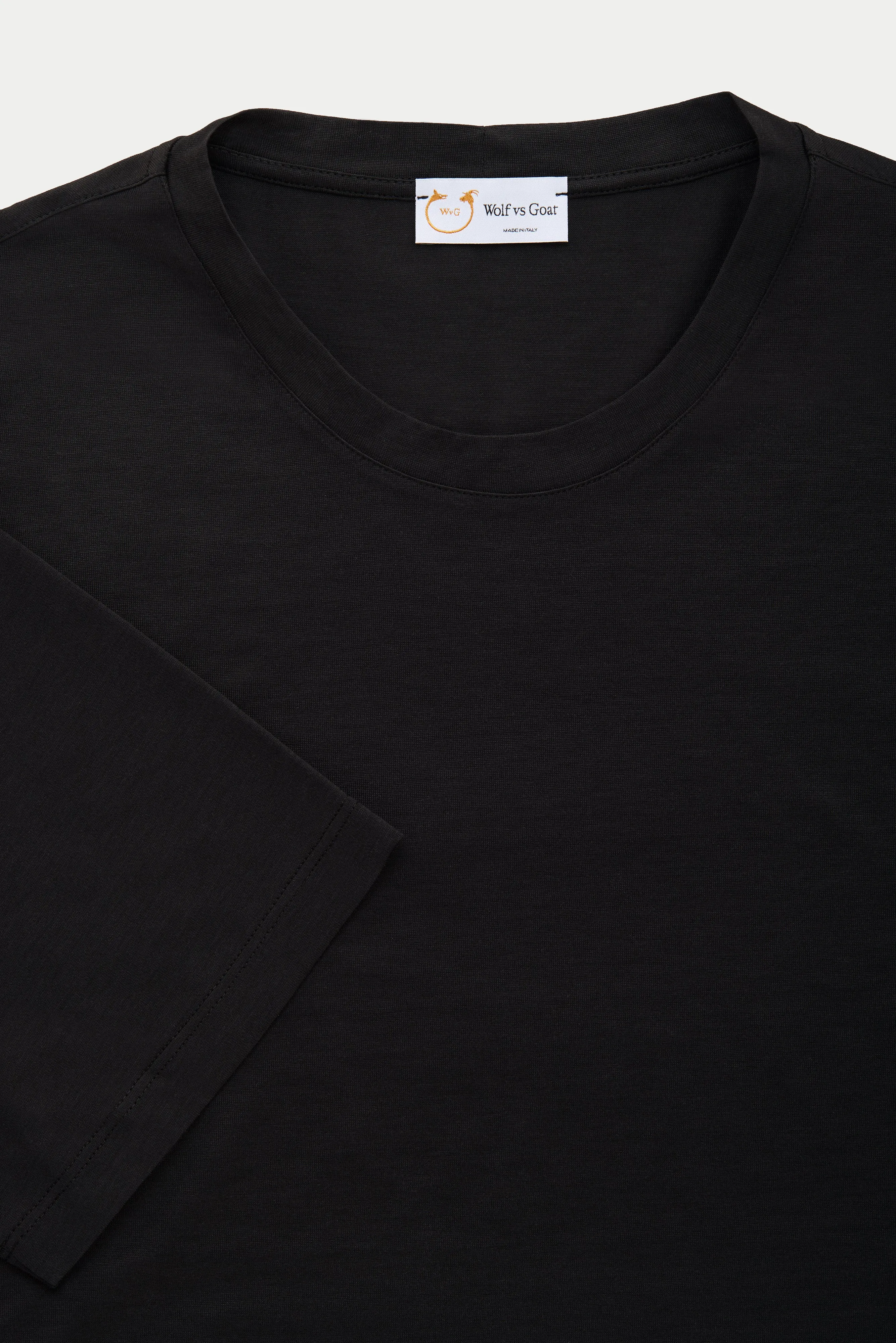 Silk Cotton Short Sleeve Crew Neck T-Shirt Black sold by Wolf vs Goat product image thumbnail 2