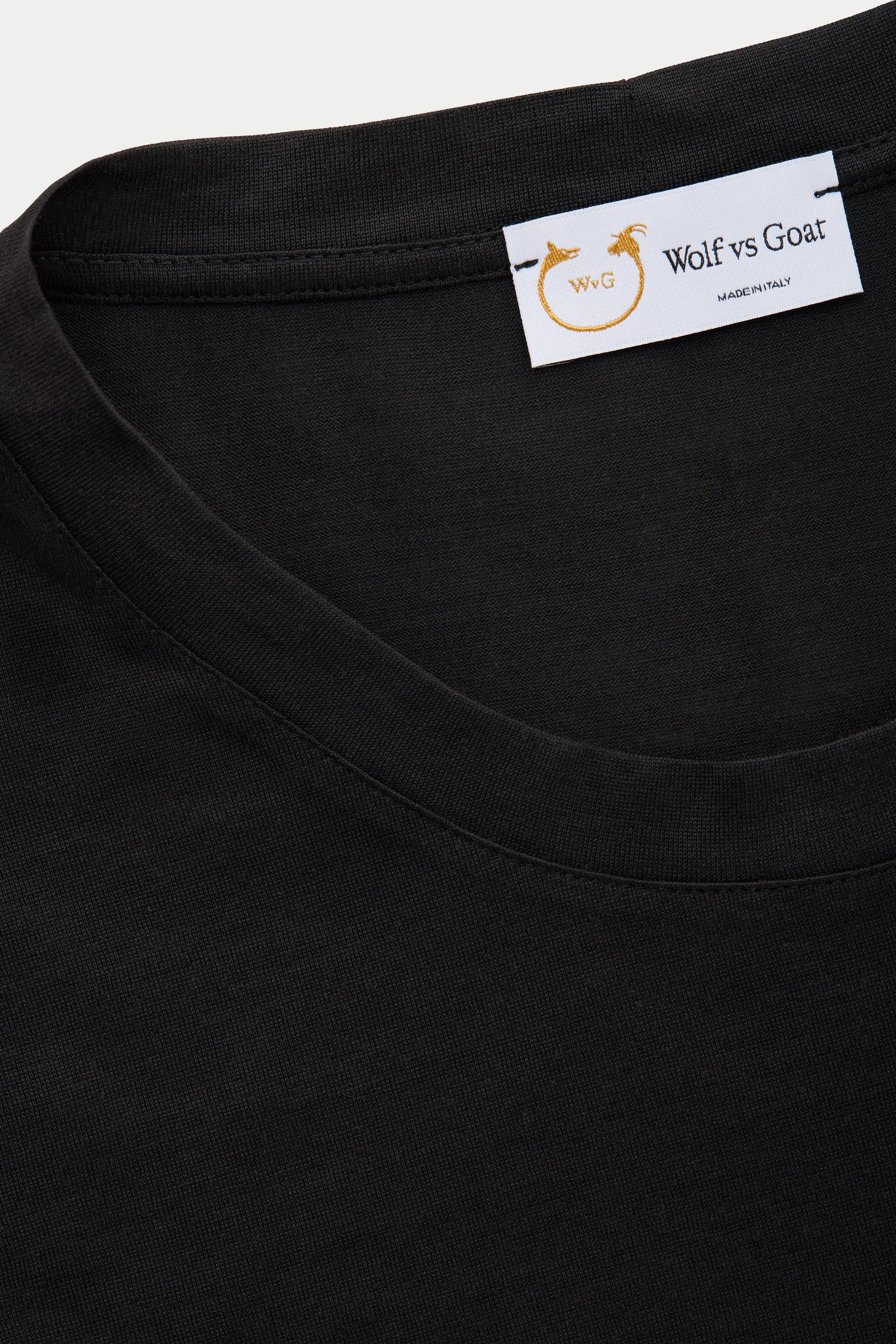 Silk Cotton Short Sleeve Crew Neck T-Shirt Black sold by Wolf vs Goat product image thumbnail 3