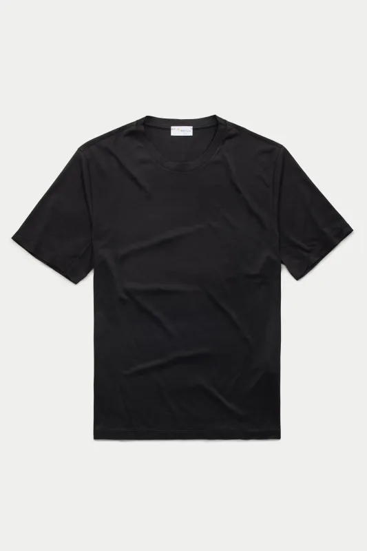 Silk Cotton Short Sleeve Crew Neck T-Shirt Black sold by Wolf vs Goat