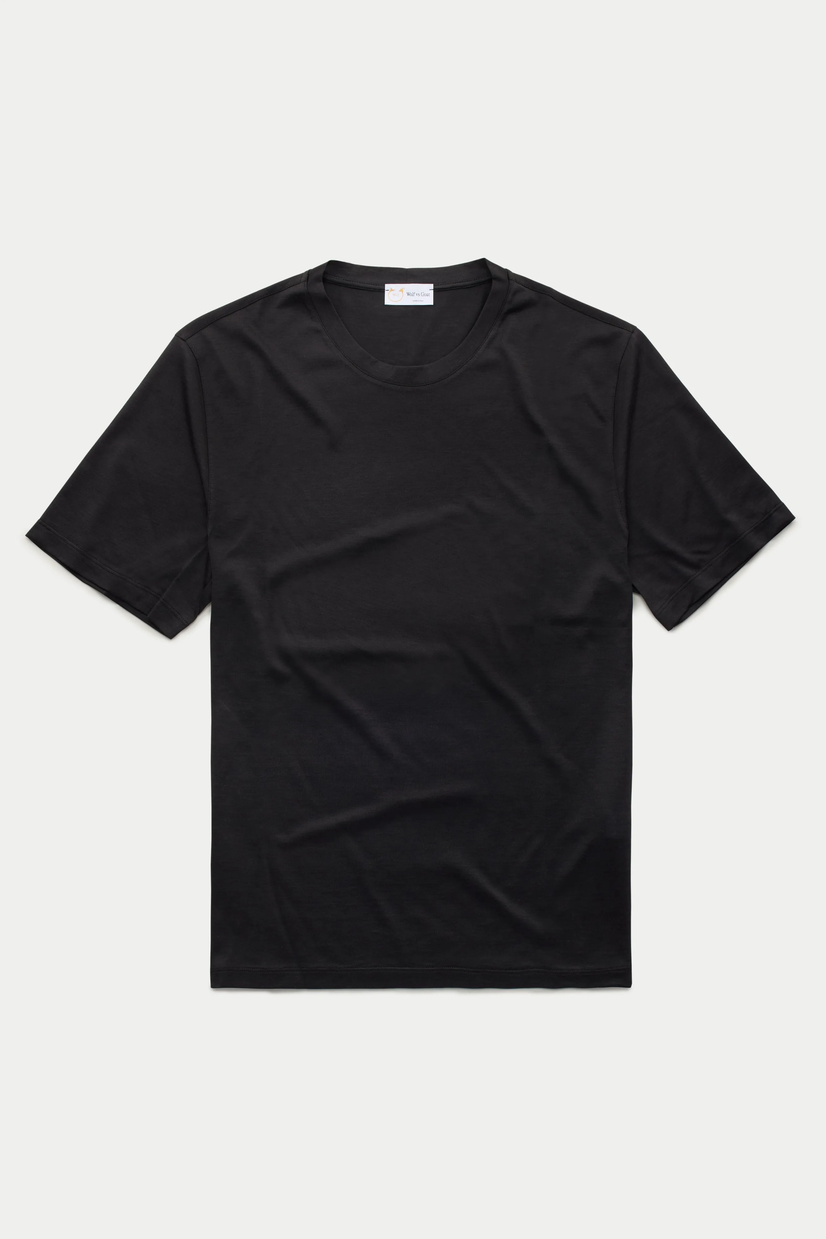 Silk Cotton Short Sleeve Crew Neck T-Shirt Black sold by Wolf vs Goat