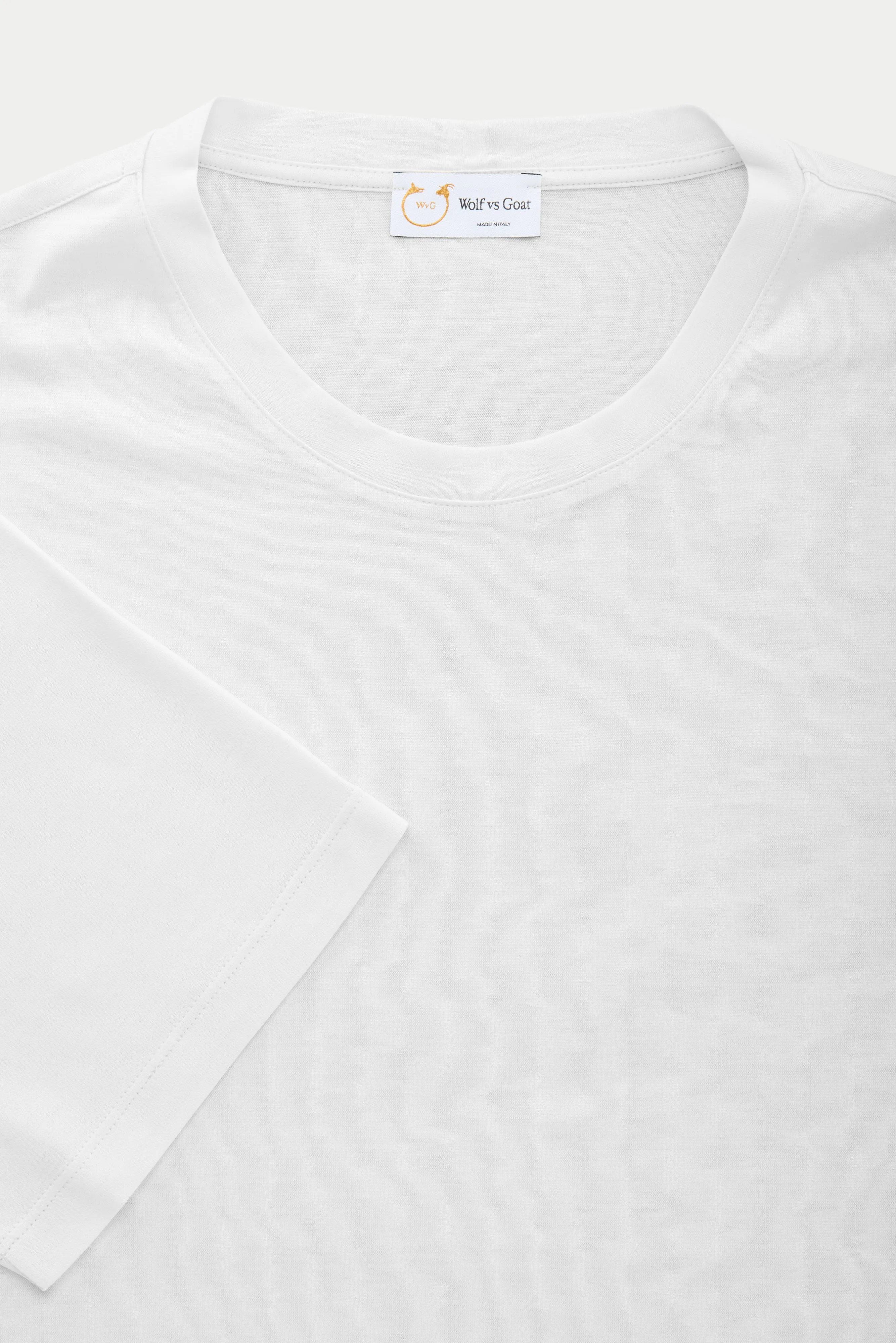 Silk Cotton Short Sleeve Crew Neck T-Shirt White sold by Wolf vs Goat product image thumbnail 2
