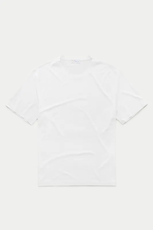 Silk Cotton Short Sleeve Crew Neck T-Shirt White sold by Wolf vs Goat