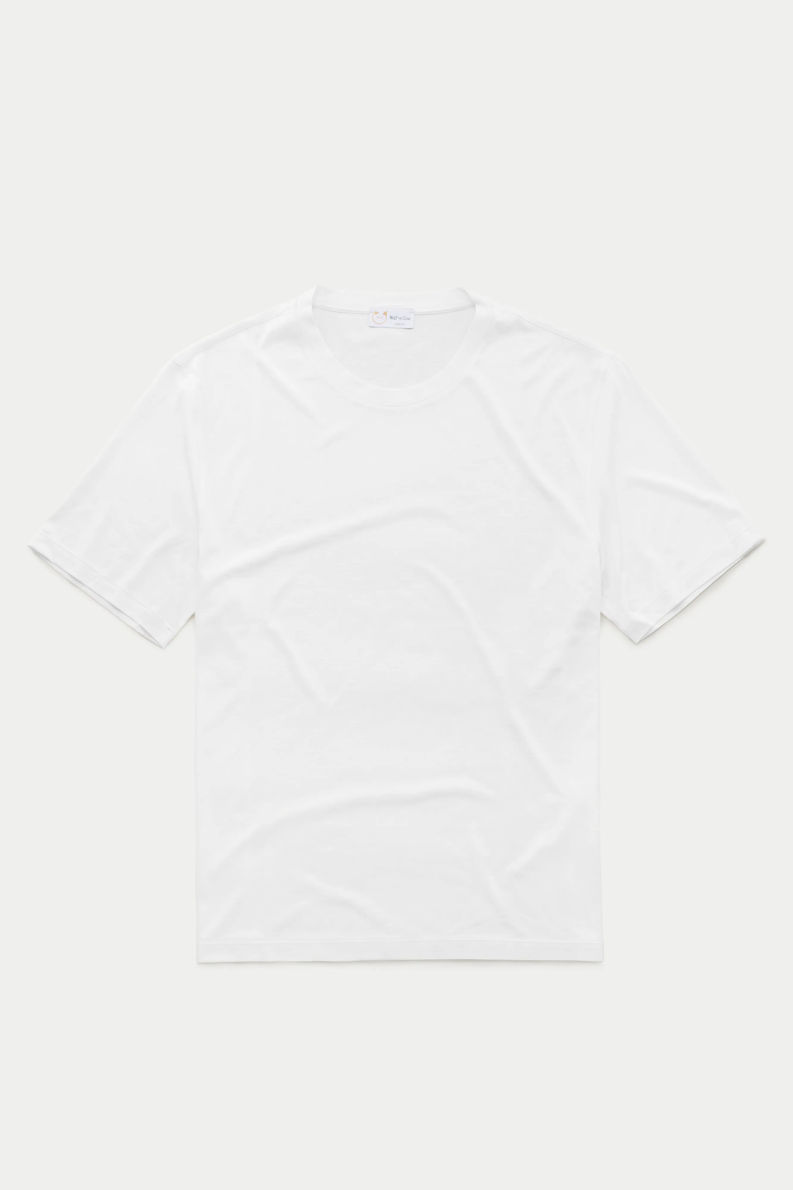 Silk Cotton Short Sleeve Crew Neck T-Shirt White sold by Wolf vs Goat