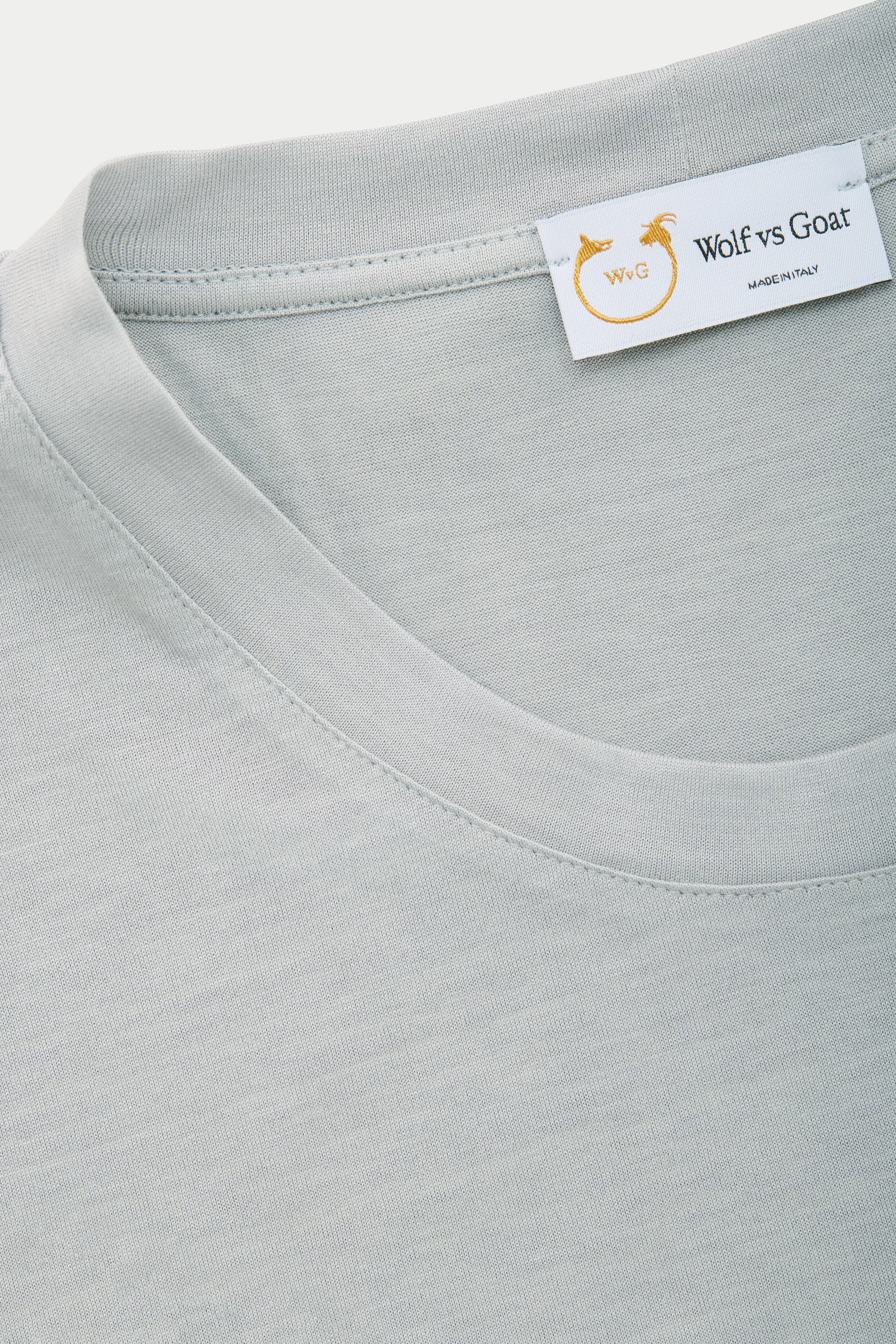 Silk Cotton Short Sleeve Crew Neck T-Shirt Grey sold by Wolf vs Goat product image thumbnail 3