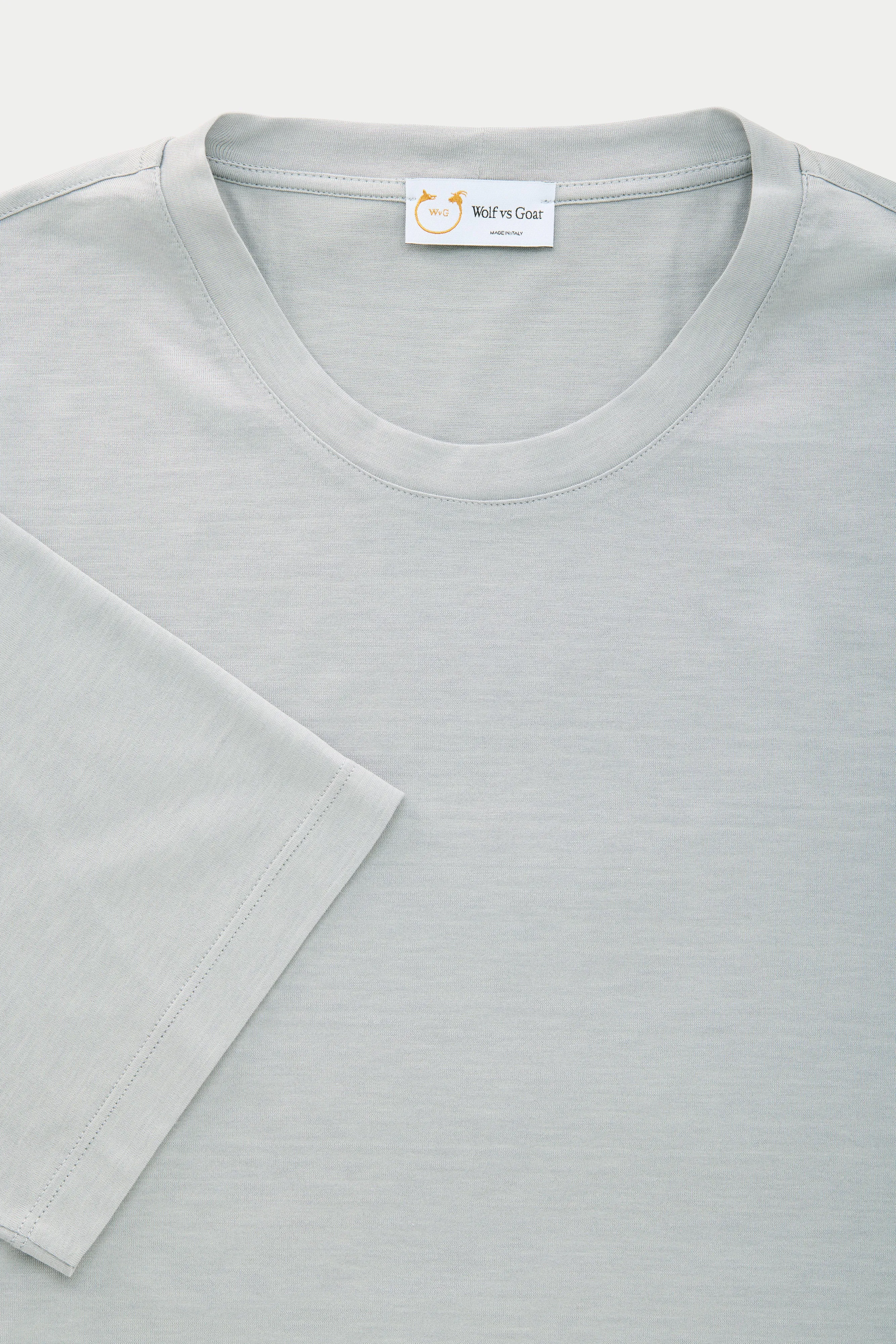 Silk Cotton Short Sleeve Crew Neck T-Shirt Grey sold by Wolf vs Goat product image thumbnail 2