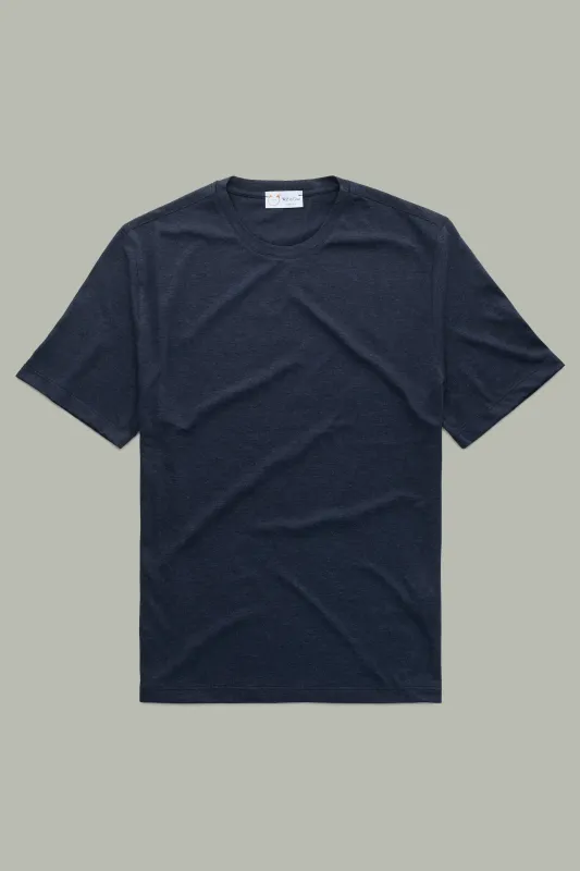 Cotton Cashmere Short Sleeve Crew Neck Tee Dark Blue sold by Wolf vs Goat