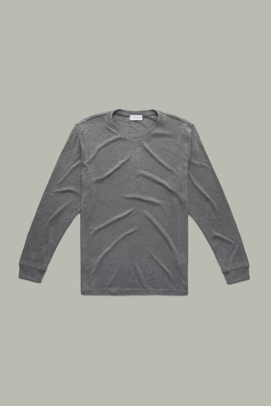 Heavyweight Bamboo Sorona Interlock Long Sleeve Crew Grey sold by Wolf vs Goat
