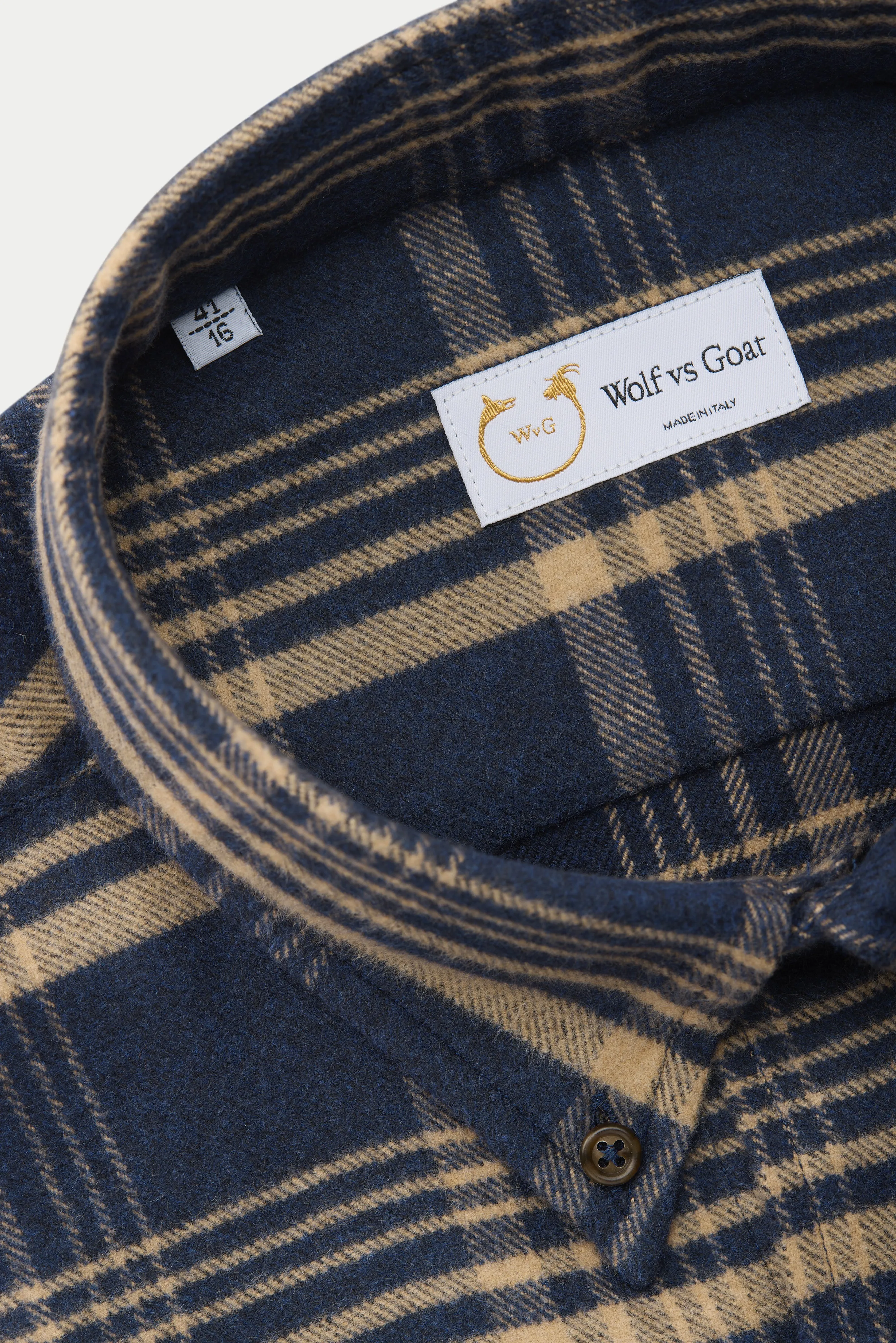 Long Sleeve Regular Button Down Shirt Navy and Tan sold by Wolf vs Goat product image thumbnail 4