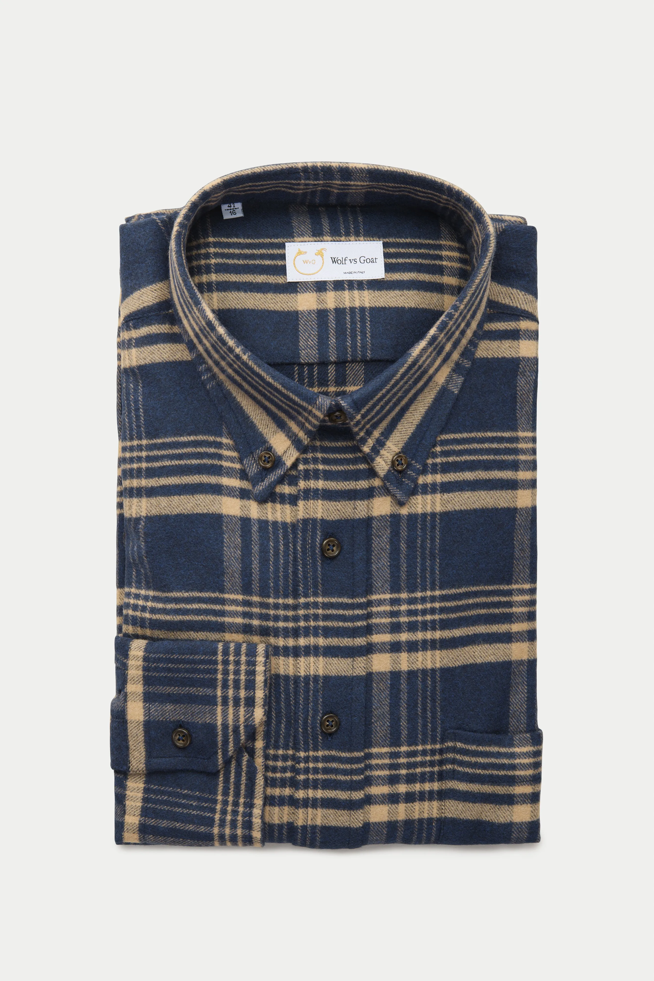 Long Sleeve Regular Button Down Shirt Navy and Tan sold by Wolf vs Goat product image thumbnail 2