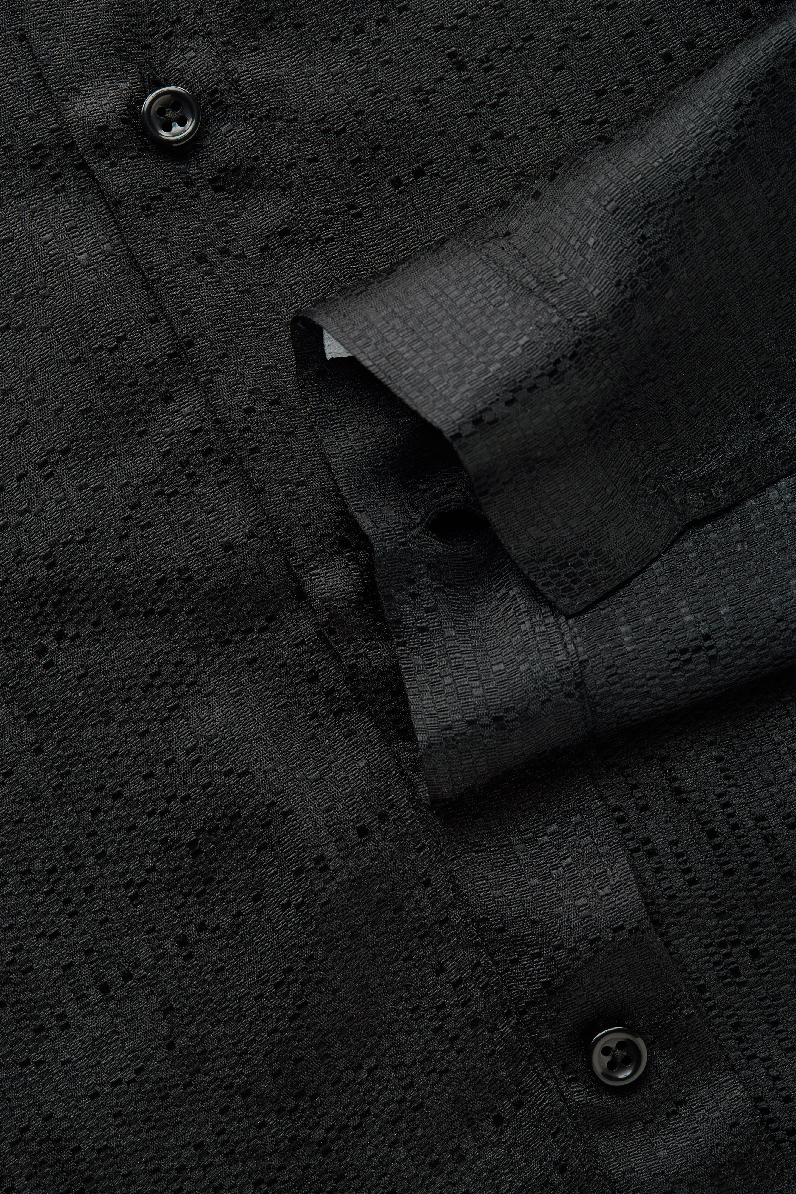 Long Sleeve Silk Jacquard Shirt Black sold by Wolf vs Goat product image thumbnail 5