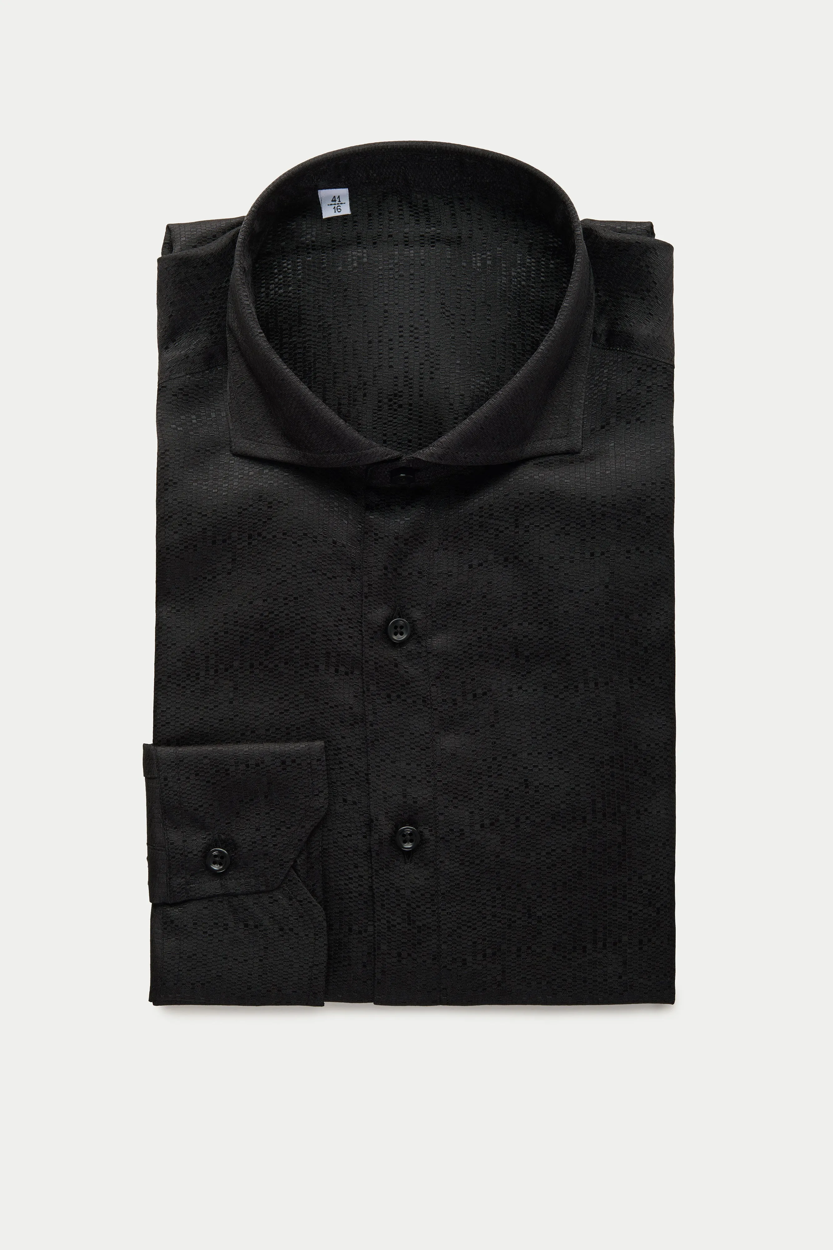 Long Sleeve Silk Jacquard Shirt Black sold by Wolf vs Goat product image thumbnail 2