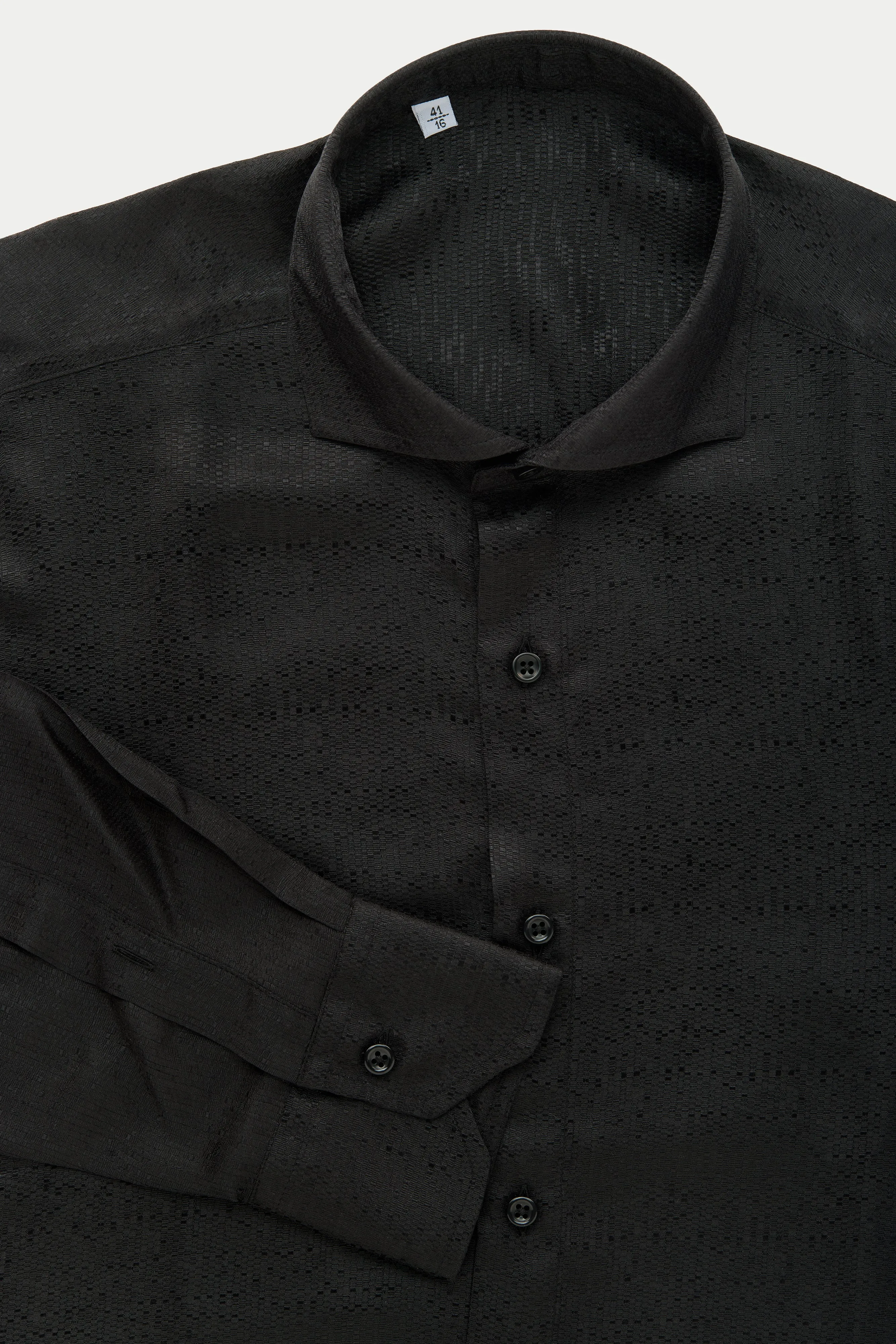 Long Sleeve Silk Jacquard Shirt Black sold by Wolf vs Goat product image thumbnail 3