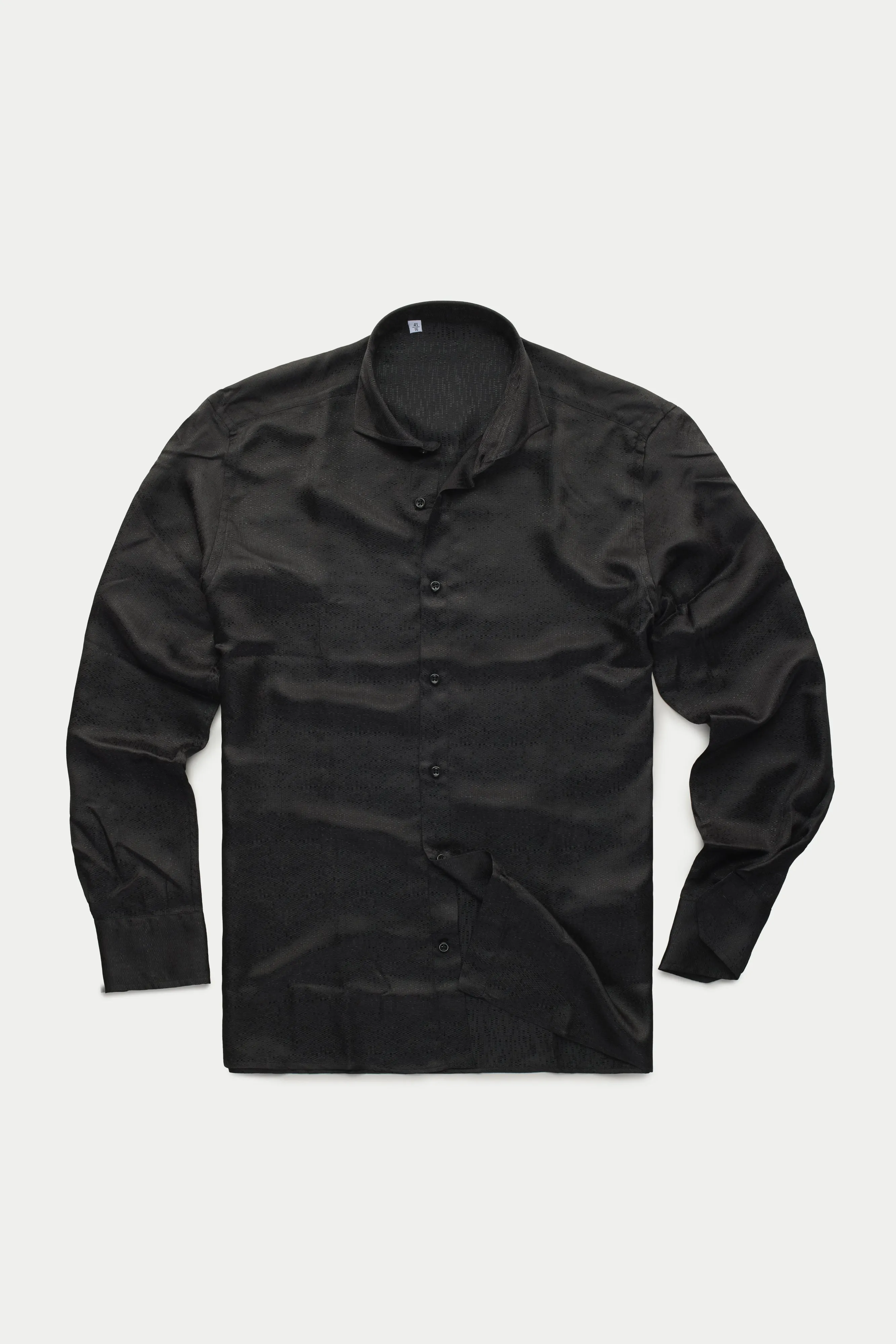Long Sleeve Silk Jacquard Shirt Black sold by Wolf vs Goat