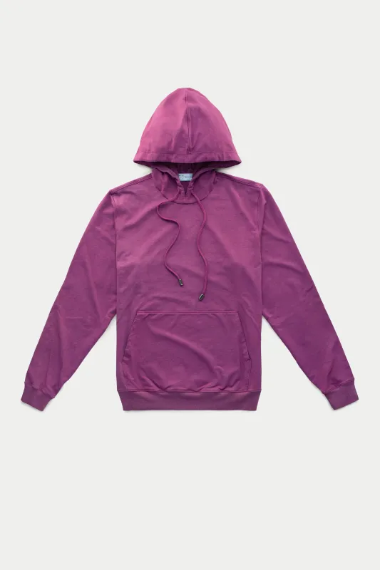 Bamboo Sorona Relaxed Pullover with Hood Red Violet sold by Wolf vs Goat