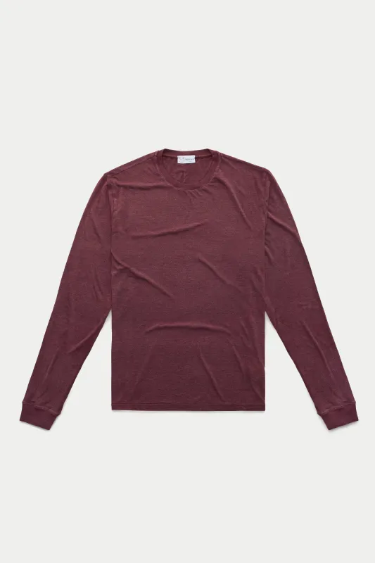 Bamboo Sorona Long Sleeve Crew Neck T-Shirt Tawny Port sold by Wolf vs Goat