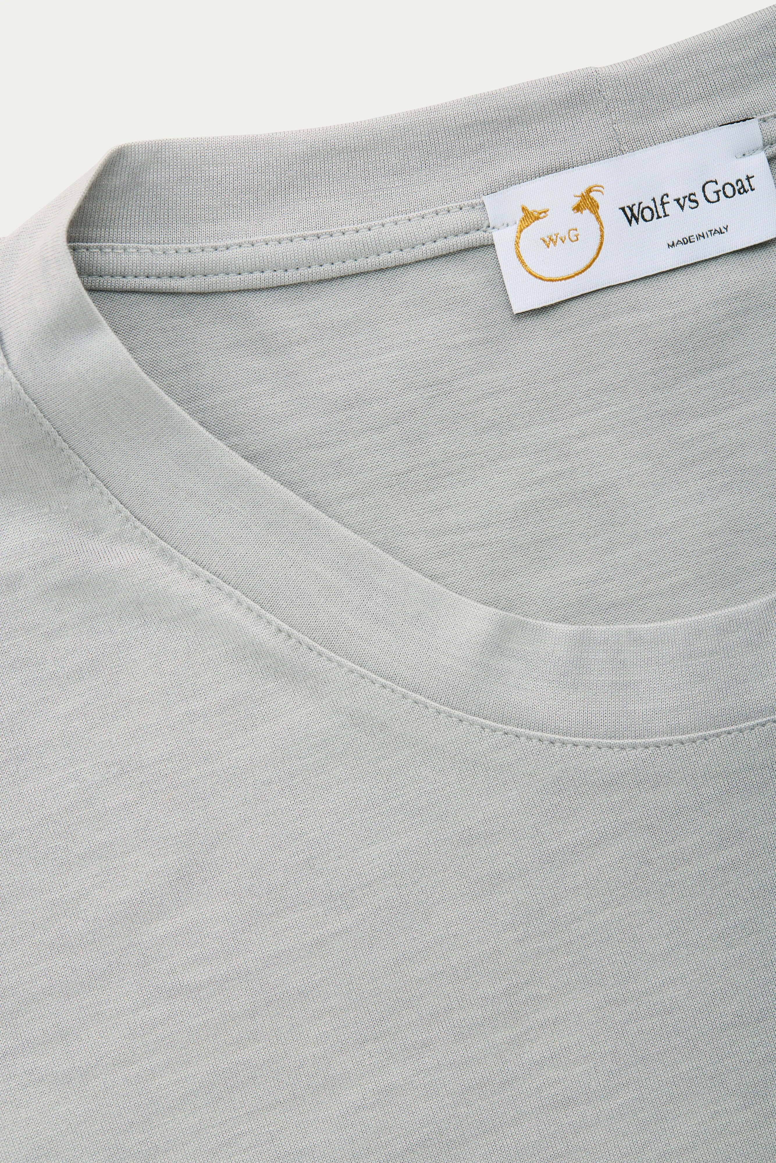 Silk Cotton Long Sleeve Crew Neck T-Shirt Grey sold by Wolf vs Goat product image thumbnail 3