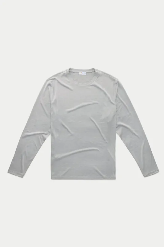 Silk Cotton Long Sleeve Crew Neck T-Shirt Grey sold by Wolf vs Goat