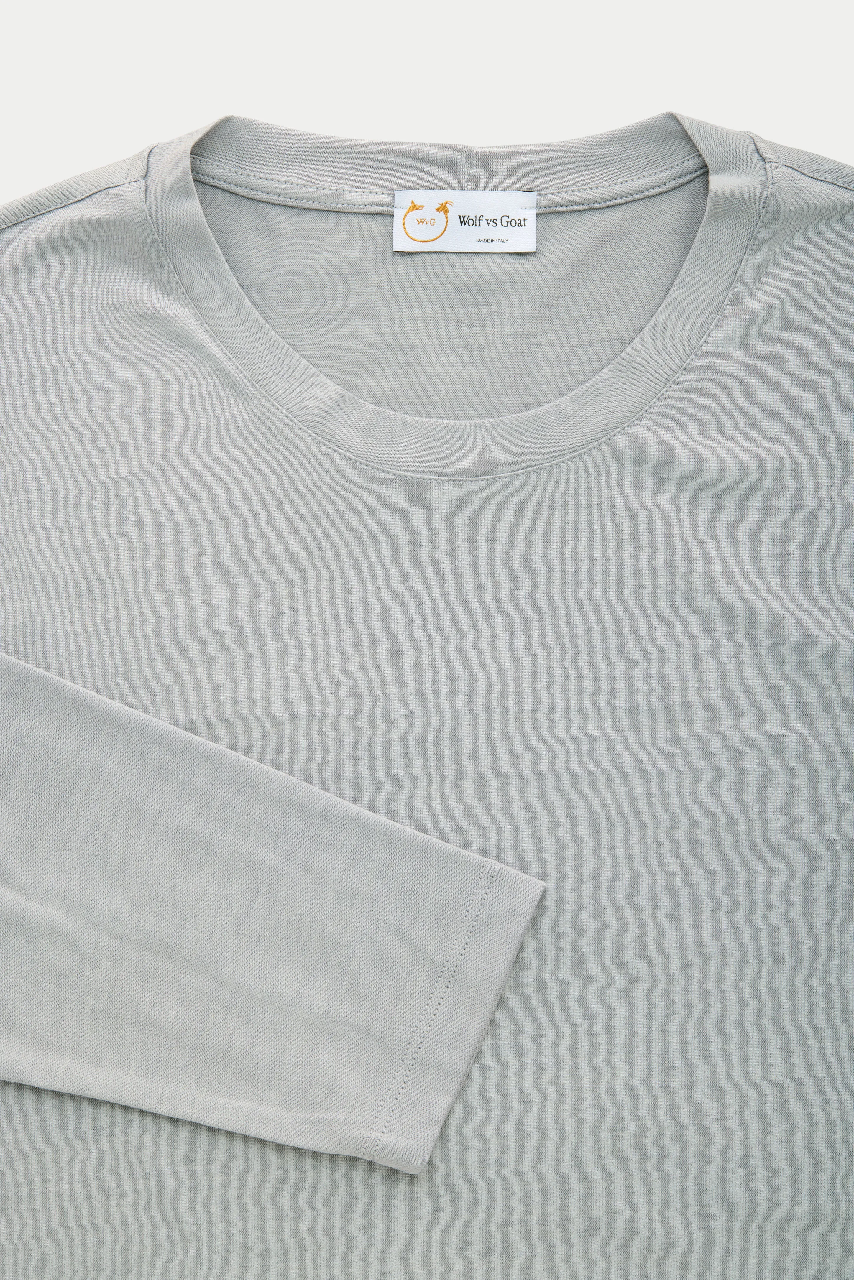 Silk Cotton Long Sleeve Crew Neck T-Shirt Grey sold by Wolf vs Goat product image thumbnail 2
