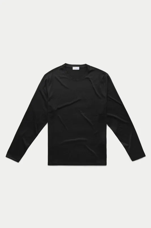 Silk Cotton Long Sleeve Crew Neck T-Shirt Black sold by Wolf vs Goat