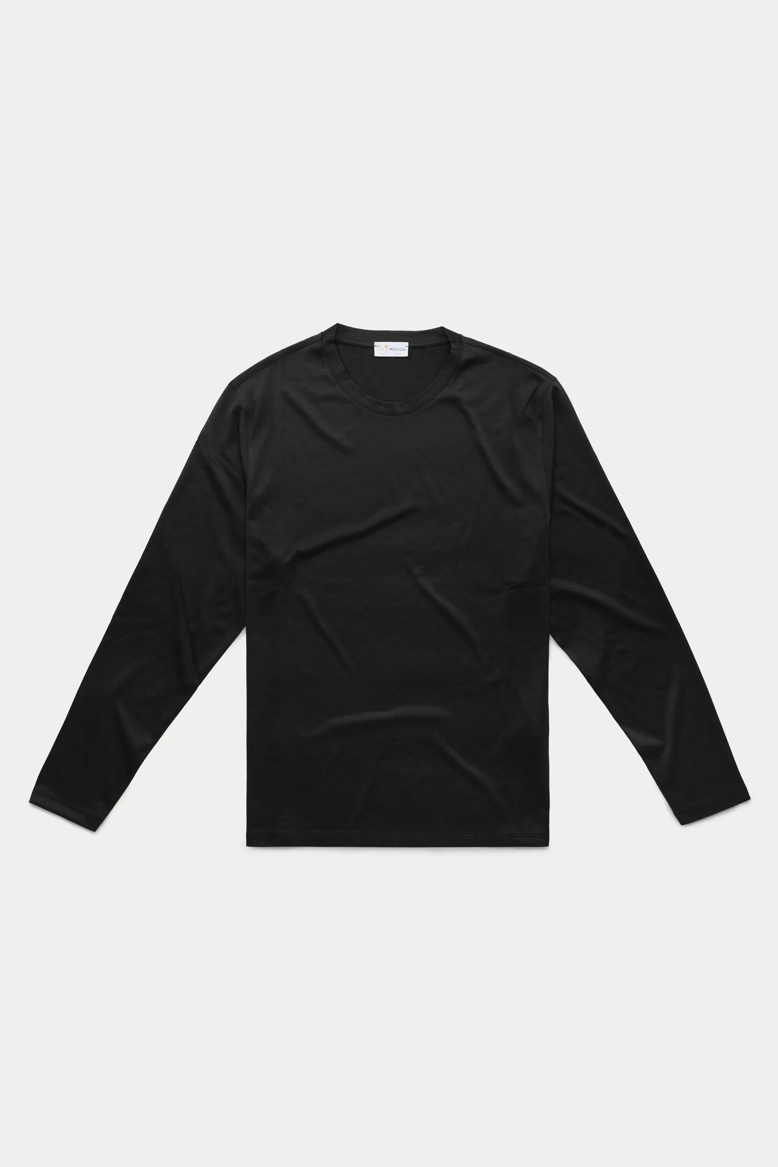 Silk Cotton Long Sleeve Crew Neck T-Shirt Black sold by Wolf vs Goat