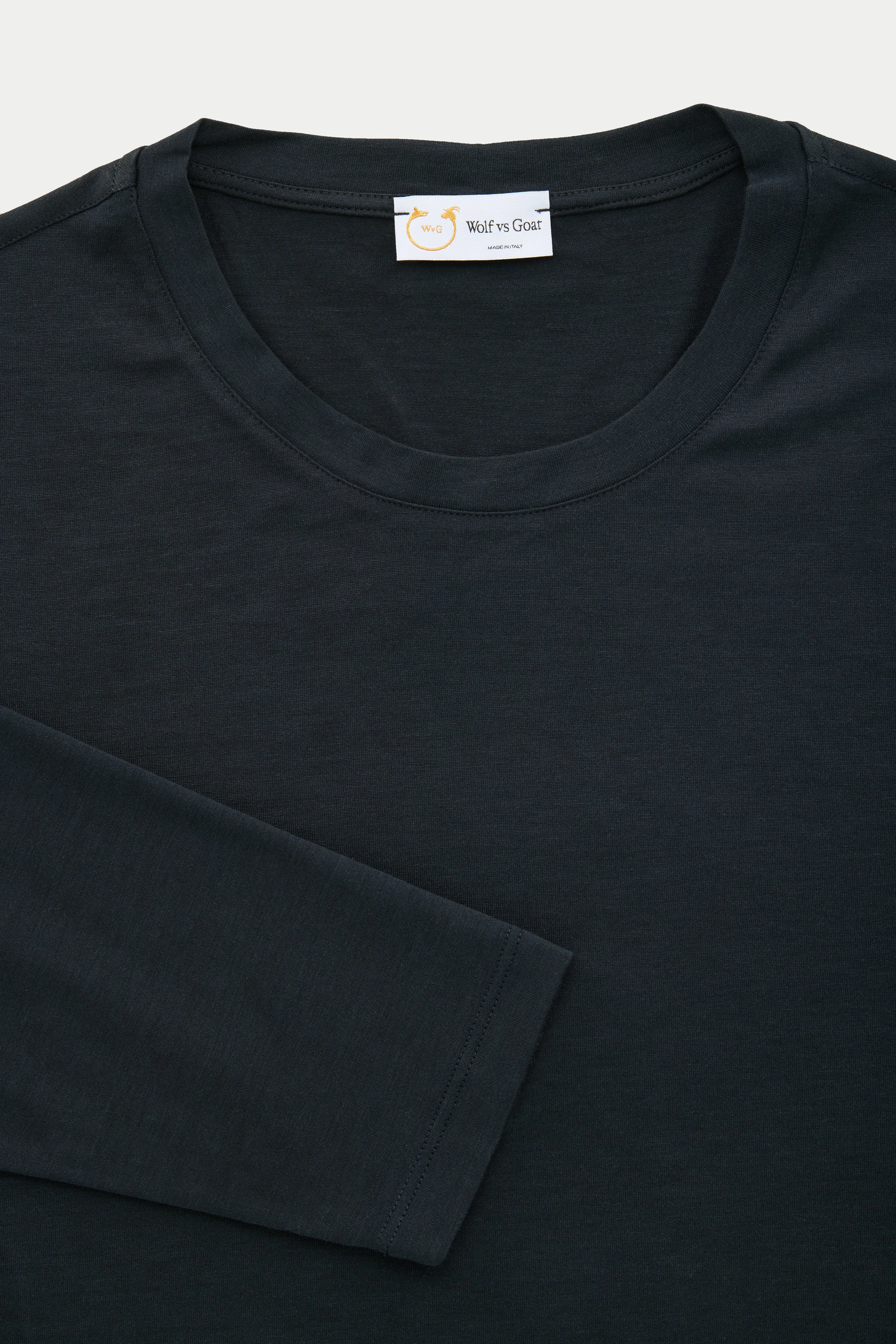 Silk Cotton Long Sleeve Crew Neck T-Shirt Midnight sold by Wolf vs Goat product image thumbnail 2