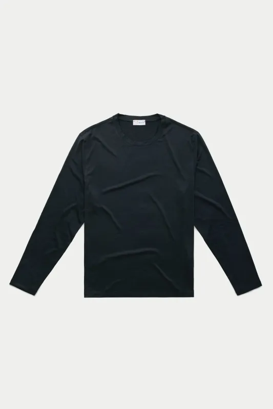 Silk Cotton Long Sleeve Crew Neck T-Shirt Midnight sold by Wolf vs Goat