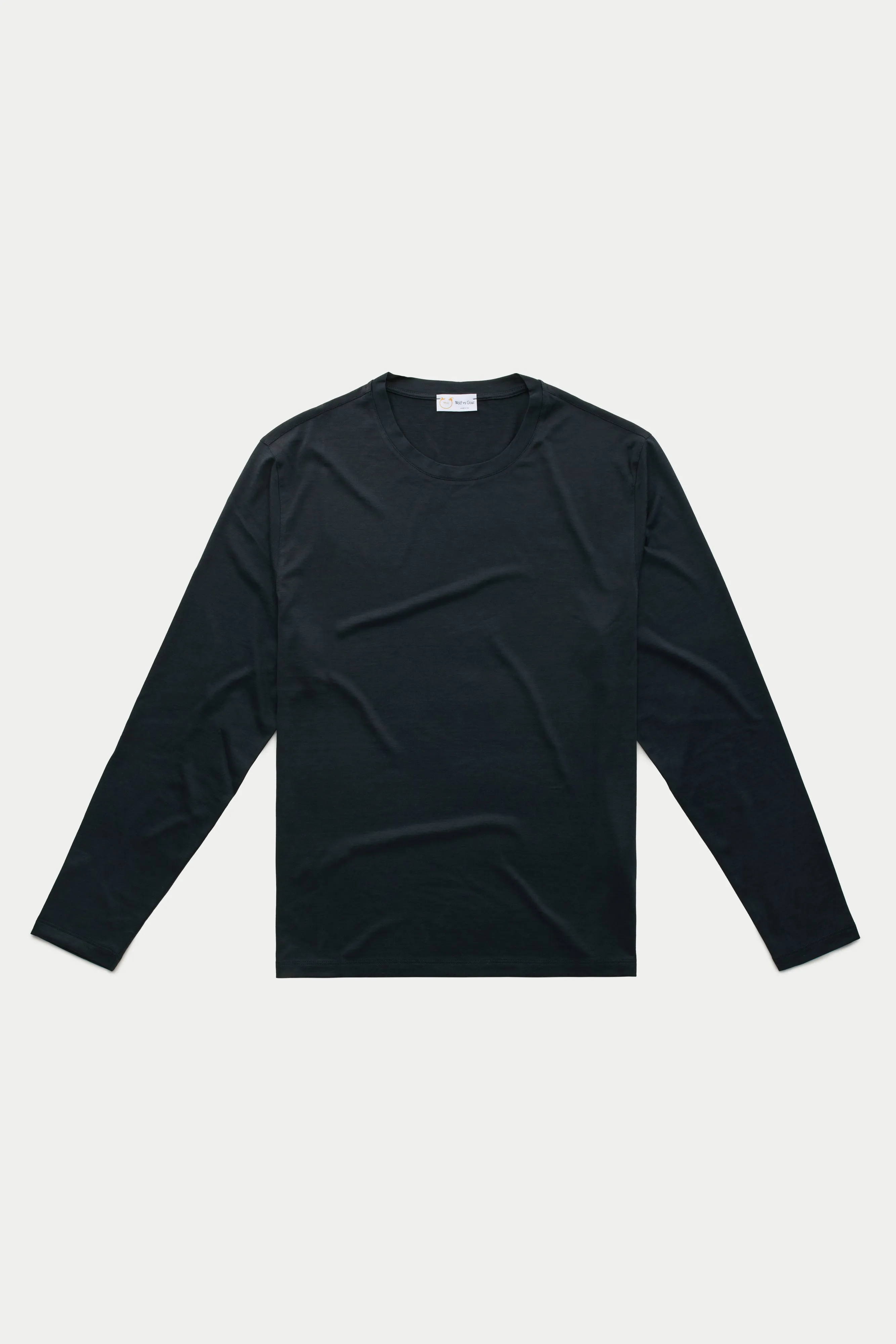 Silk Cotton Long Sleeve Crew Neck T-Shirt Midnight sold by Wolf vs Goat
