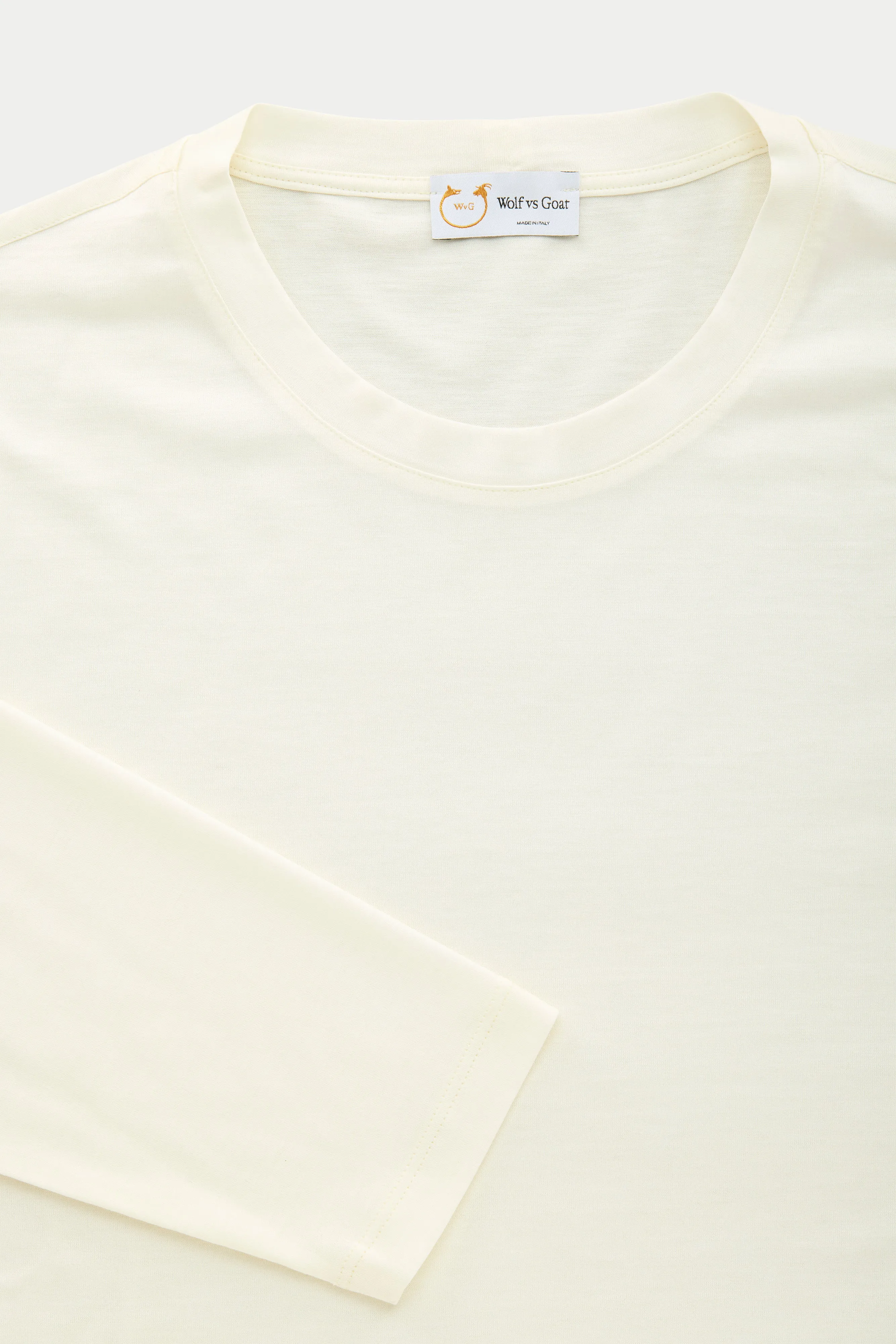 Silk Cotton Long Sleeve Crew Neck T-Shirt White sold by Wolf vs Goat product image thumbnail 2