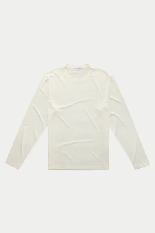 Silk Cotton Long Sleeve Crew Neck T-Shirt White sold by Wolf vs Goat
