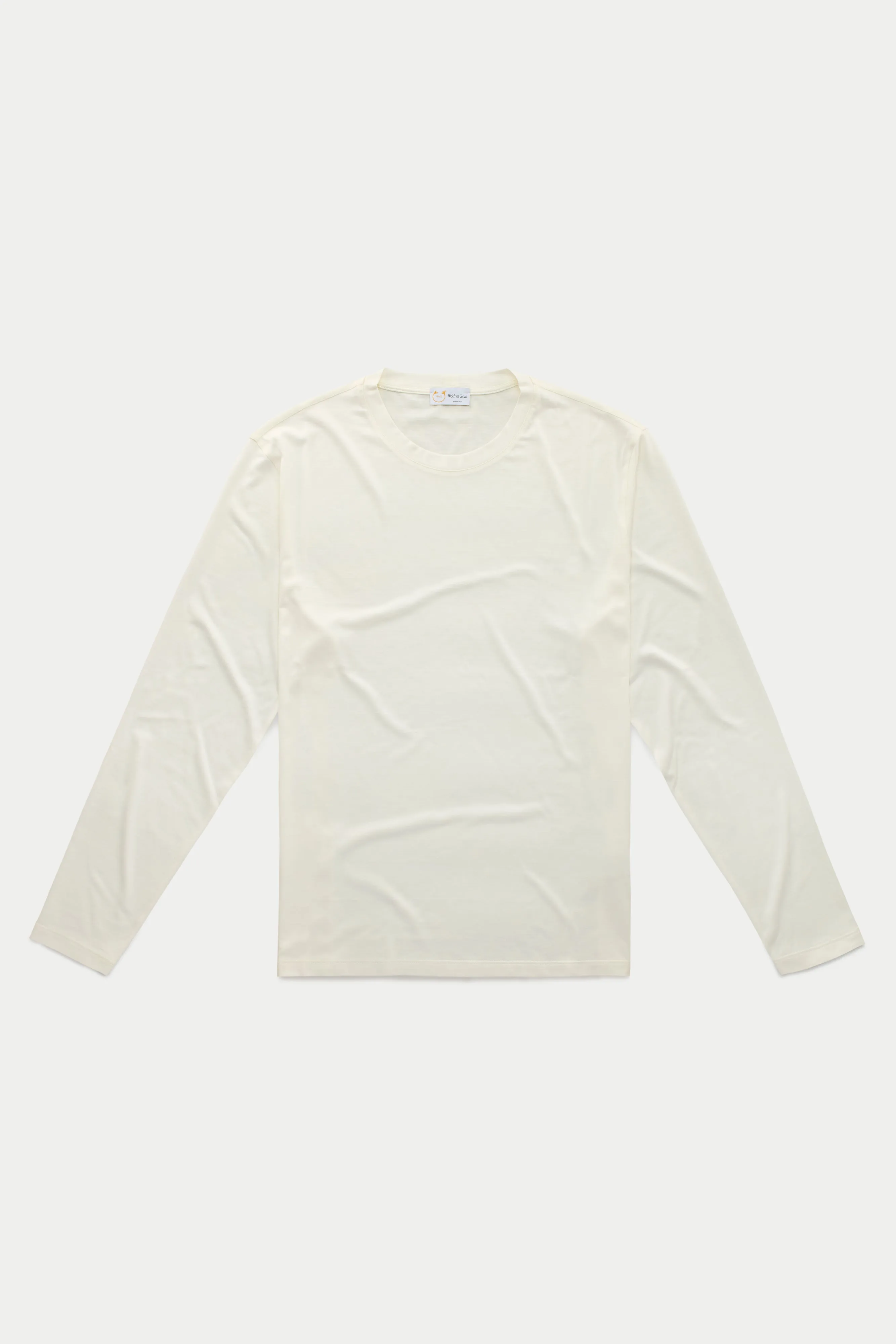 Silk Cotton Long Sleeve Crew Neck T-Shirt White sold by Wolf vs Goat