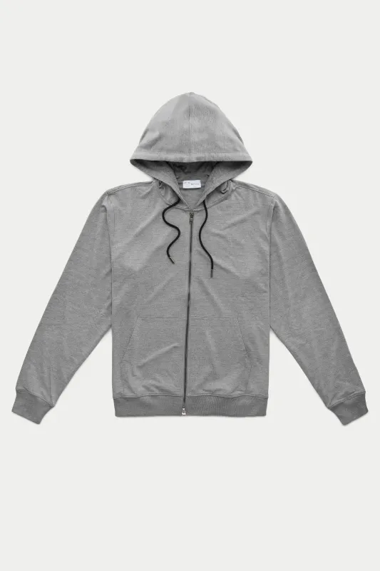 Bamboo Sorona Bleach Zip-Up Hoodie Grey made by Wolf vs Goat