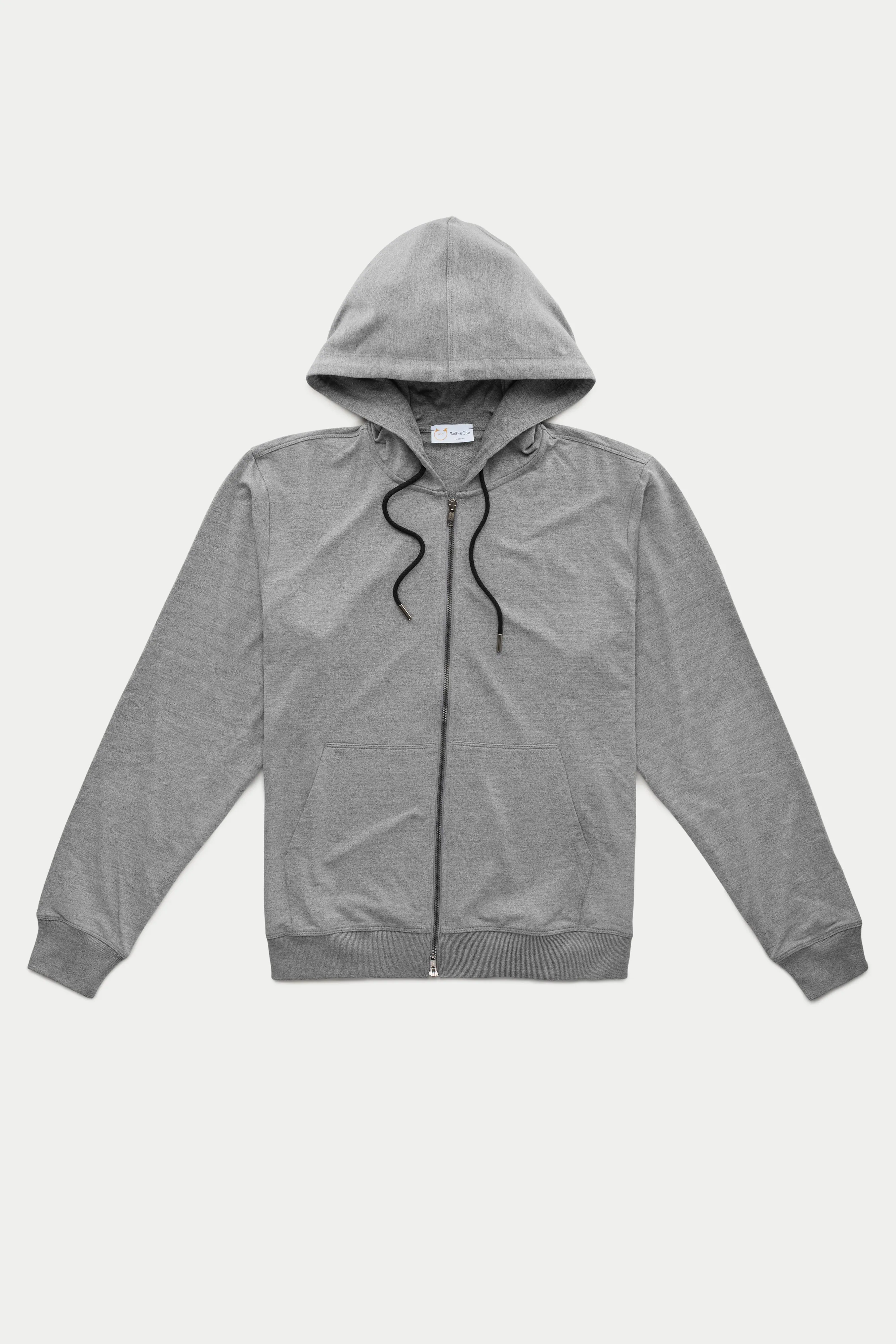 Bamboo Sorona Bleach Zip-Up Hoodie Grey sold by Wolf vs Goat